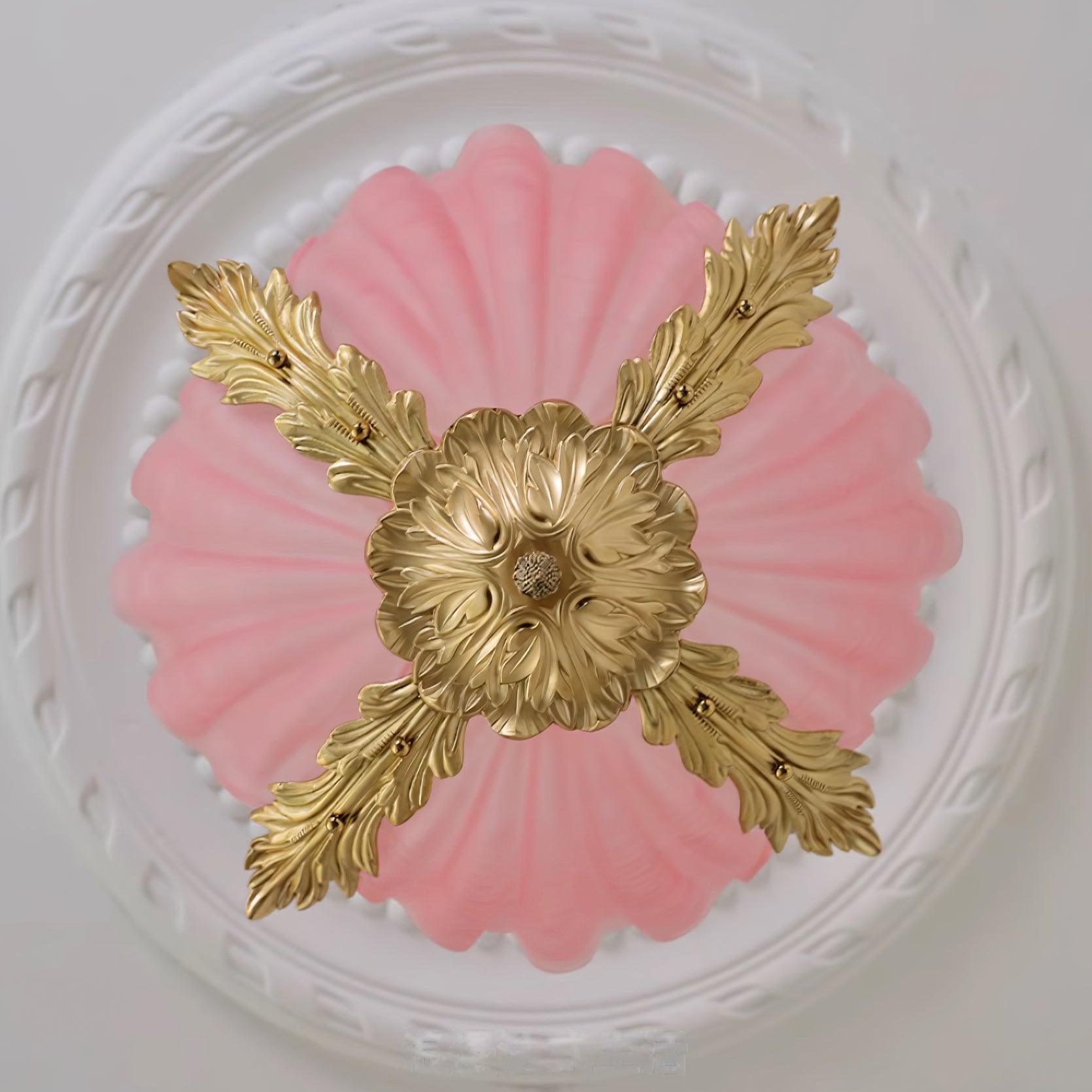 Pendant Lamp Pink Murano Shell with Brass Baroque Artistic Flair - Letslighting