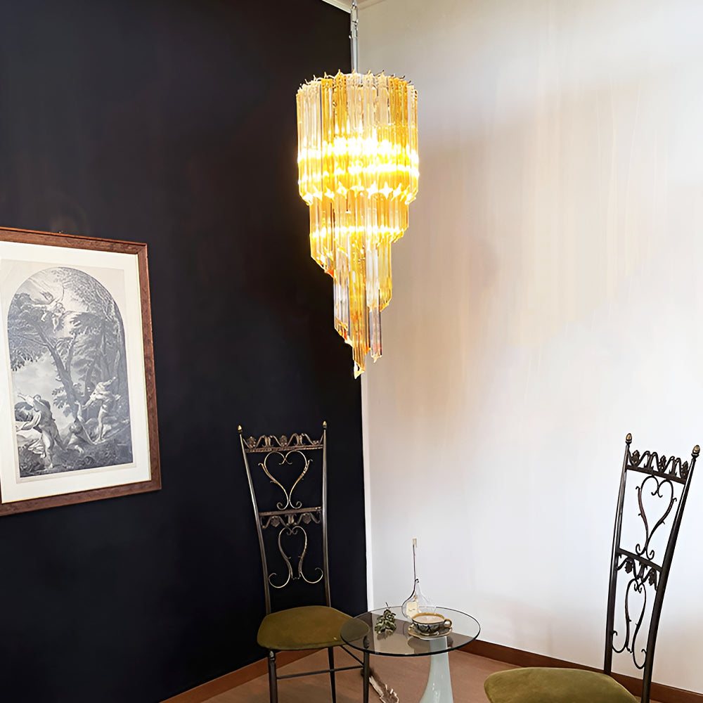 Aurora Chandelier Spiral Pink Prism Tiered - Letslighting