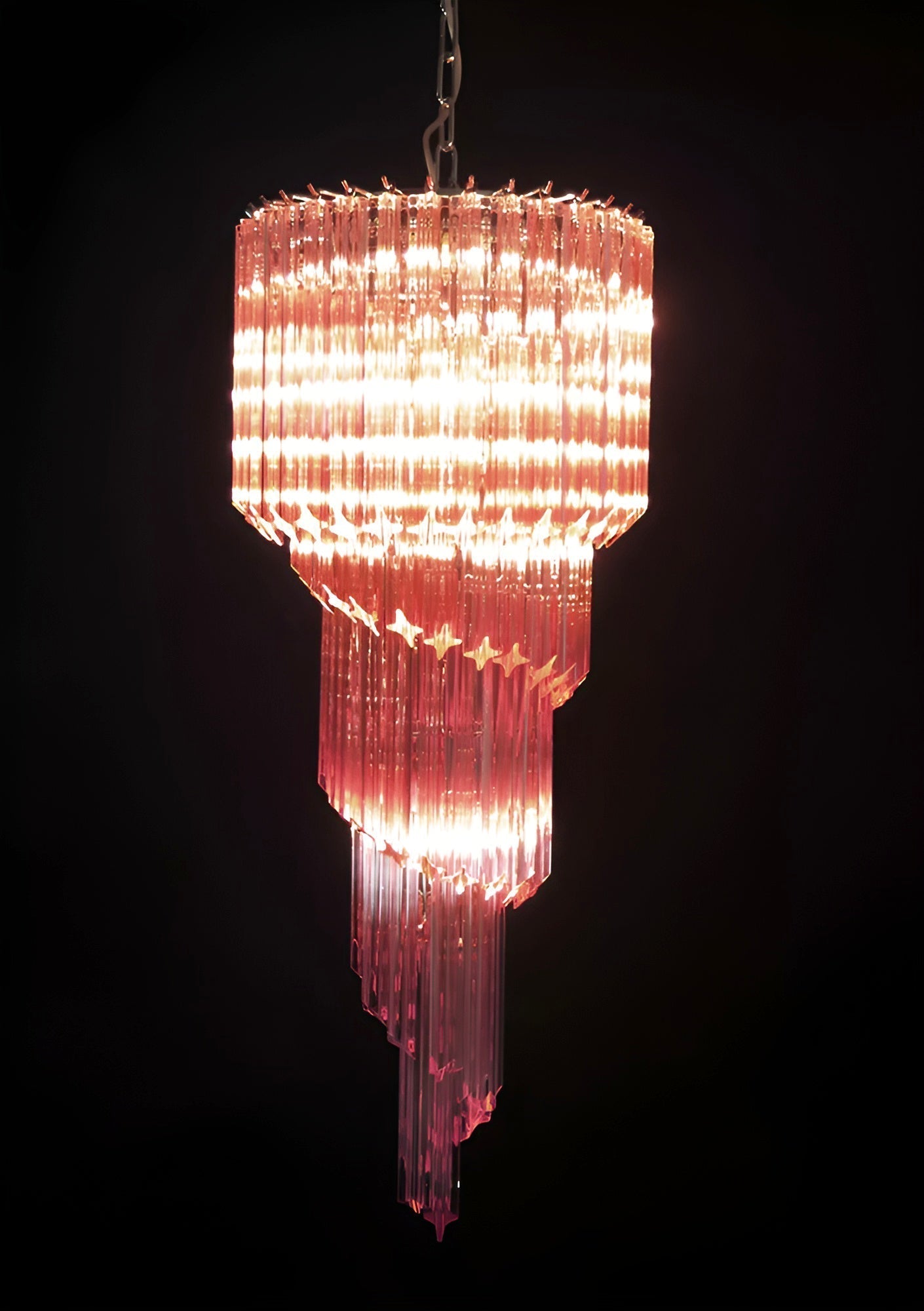 Aurora Chandelier Spiral Pink Prism Tiered - Letslighting