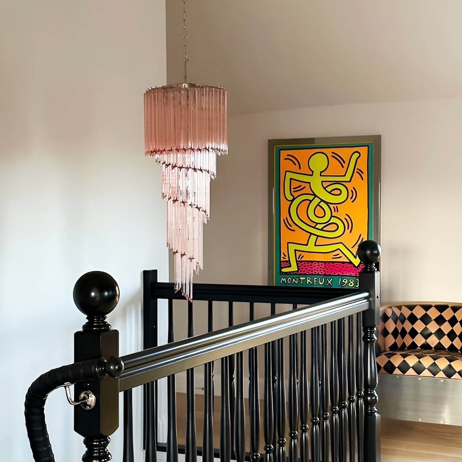 Aurora Chandelier Spiral Pink Prism Tiered - Letslighting