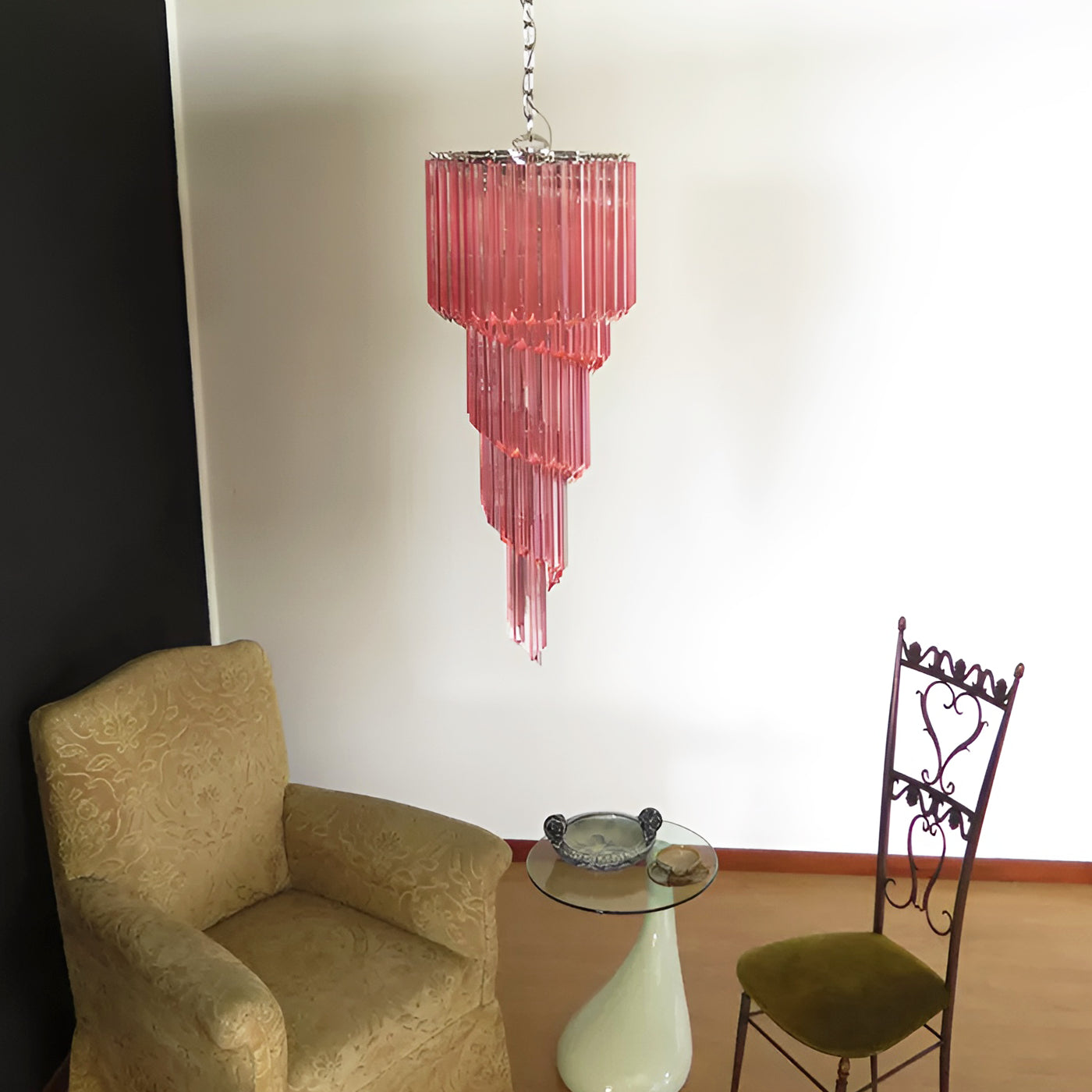 Aurora Chandelier Spiral Pink Prism Tiered - Letslighting