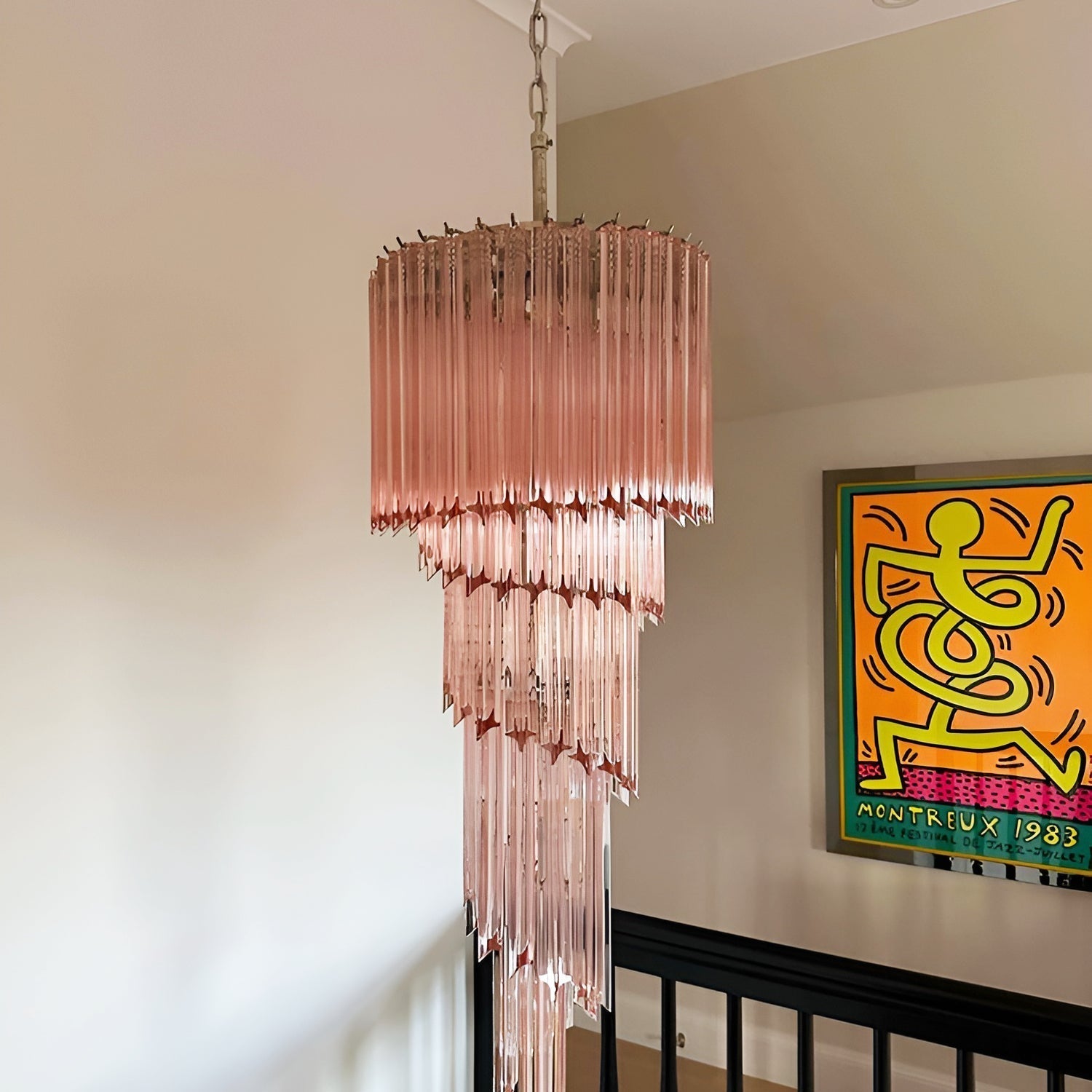 Aurora Chandelier Spiral Pink Prism Tiered - Letslighting