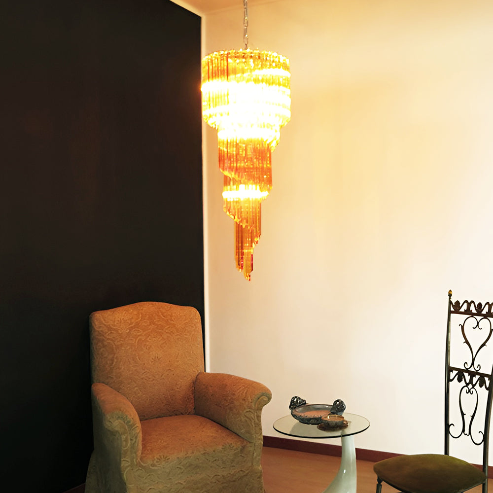 Aurora Chandelier Spiral Pink Prism Tiered - Letslighting