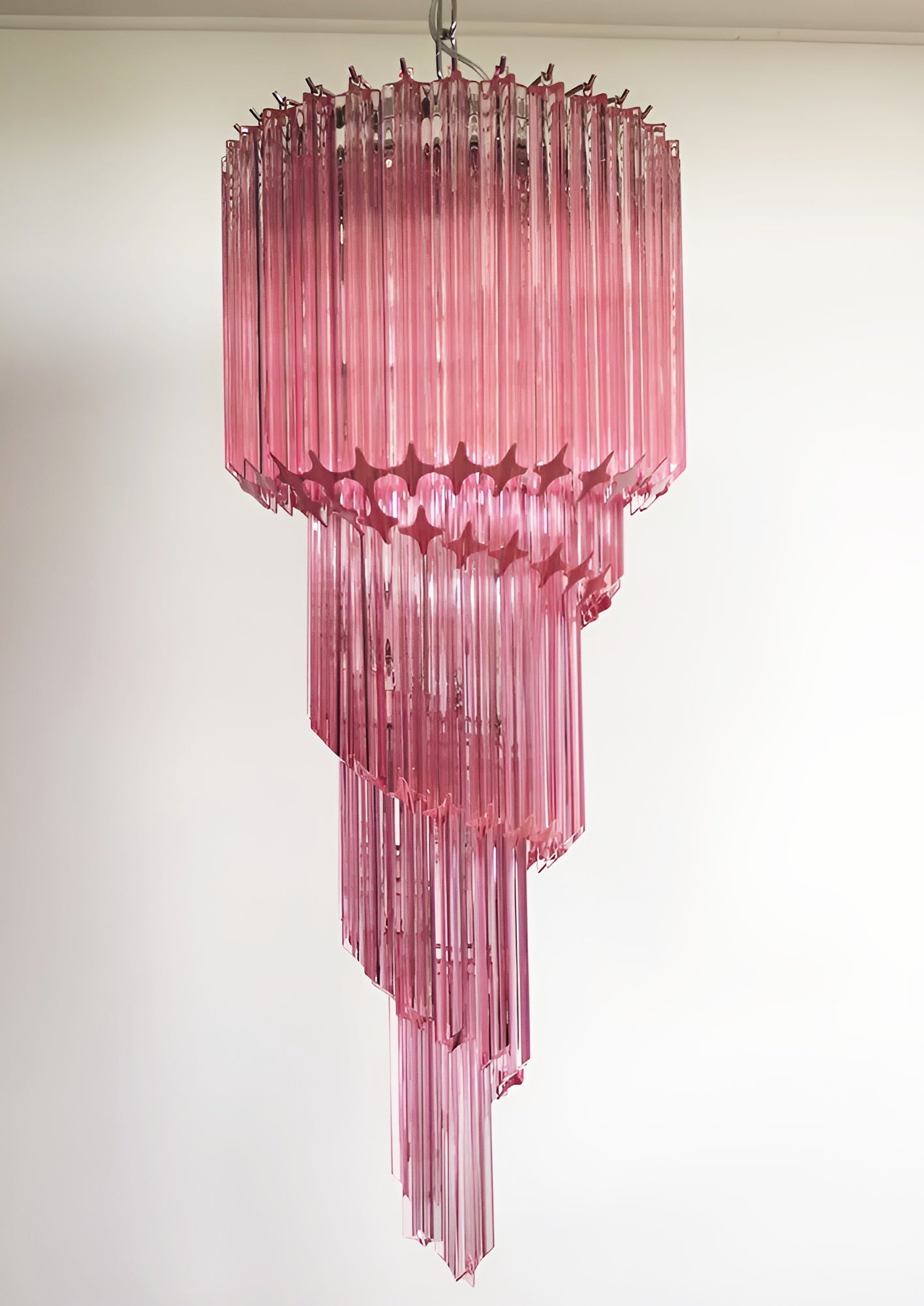 Aurora Chandelier Spiral Pink Prism Tiered - Letslighting
