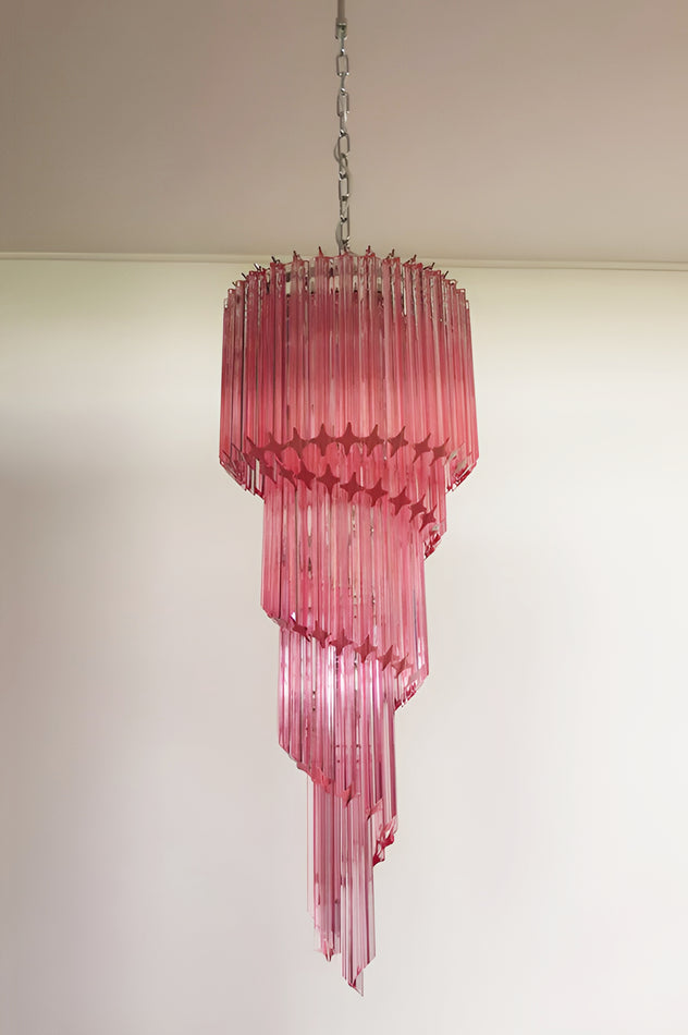 Aurora Chandelier Spiral Pink Prism Tiered - Letslighting