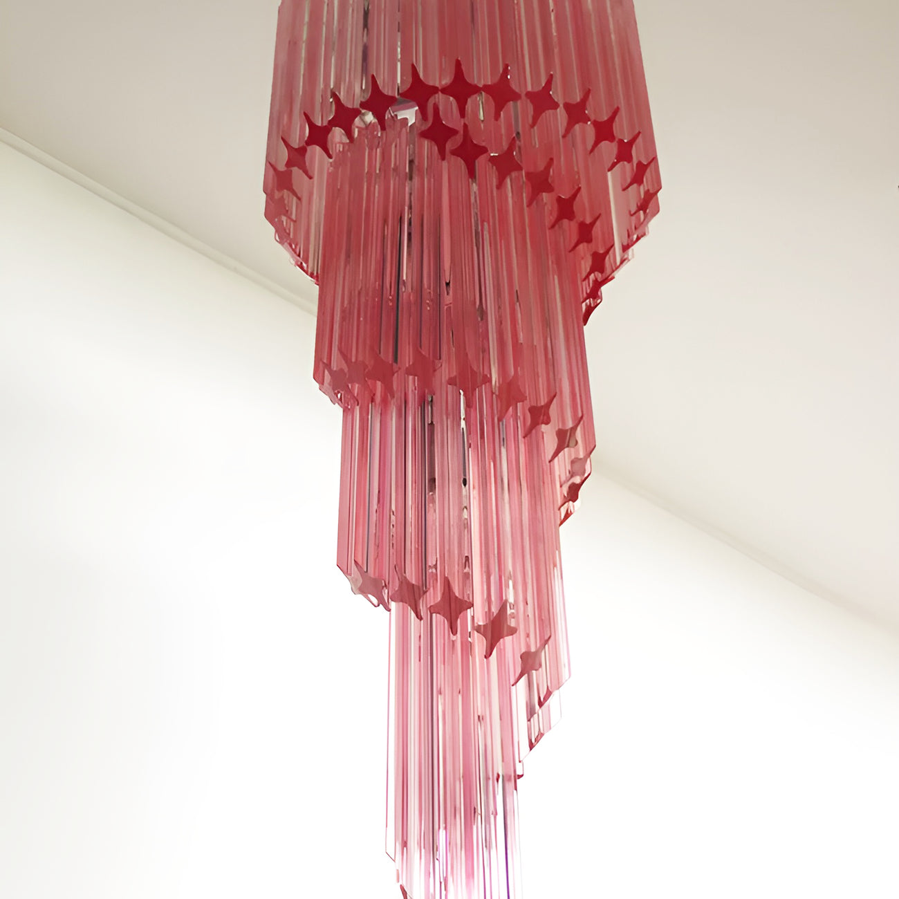 Aurora Chandelier Spiral Pink Prism Tiered - Letslighting