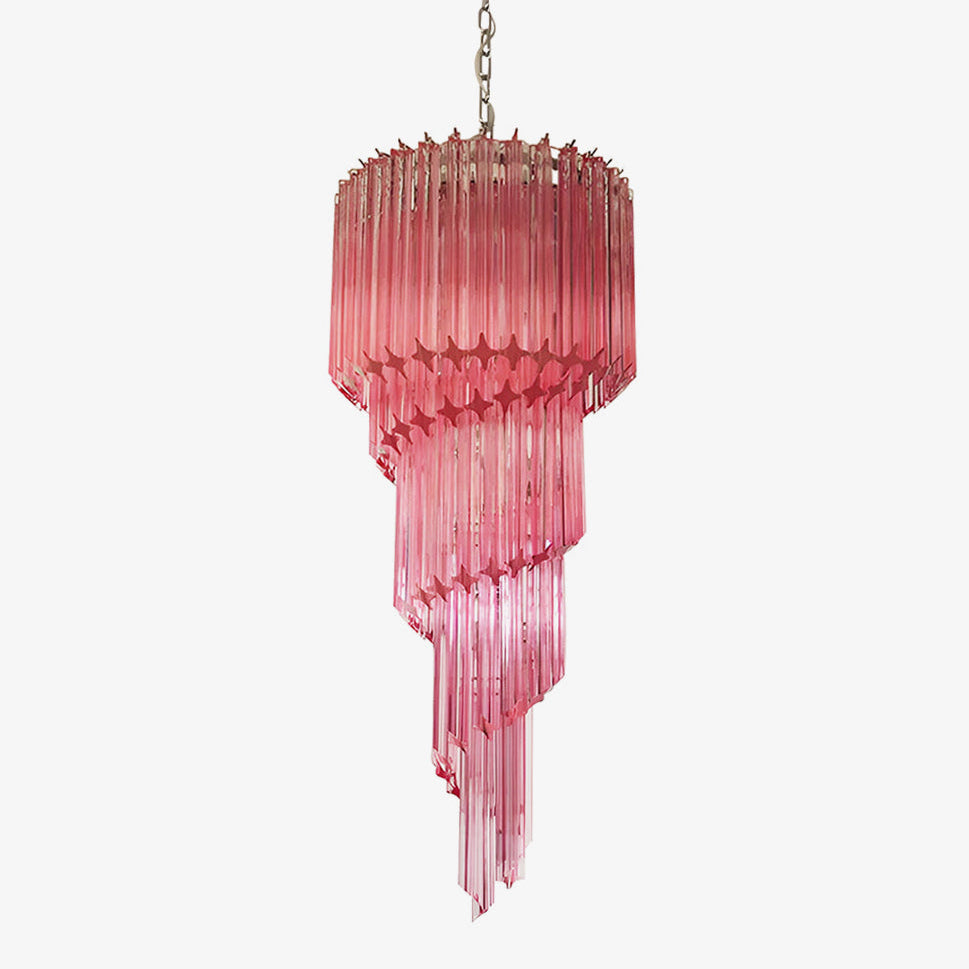 Aurora Chandelier Spiral Pink Prism Tiered - Letslighting