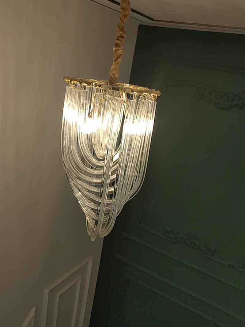 Aurora Chandelier Clear Curved Tiered - Blowlighting