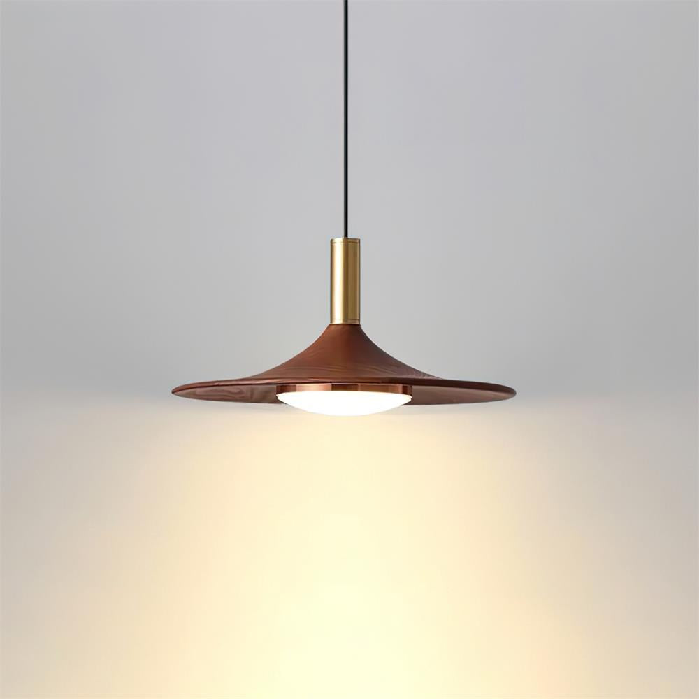 Pend­­ant Lamp Wood-Grain Disc LED Acrylic Midcentury - Letslighting
