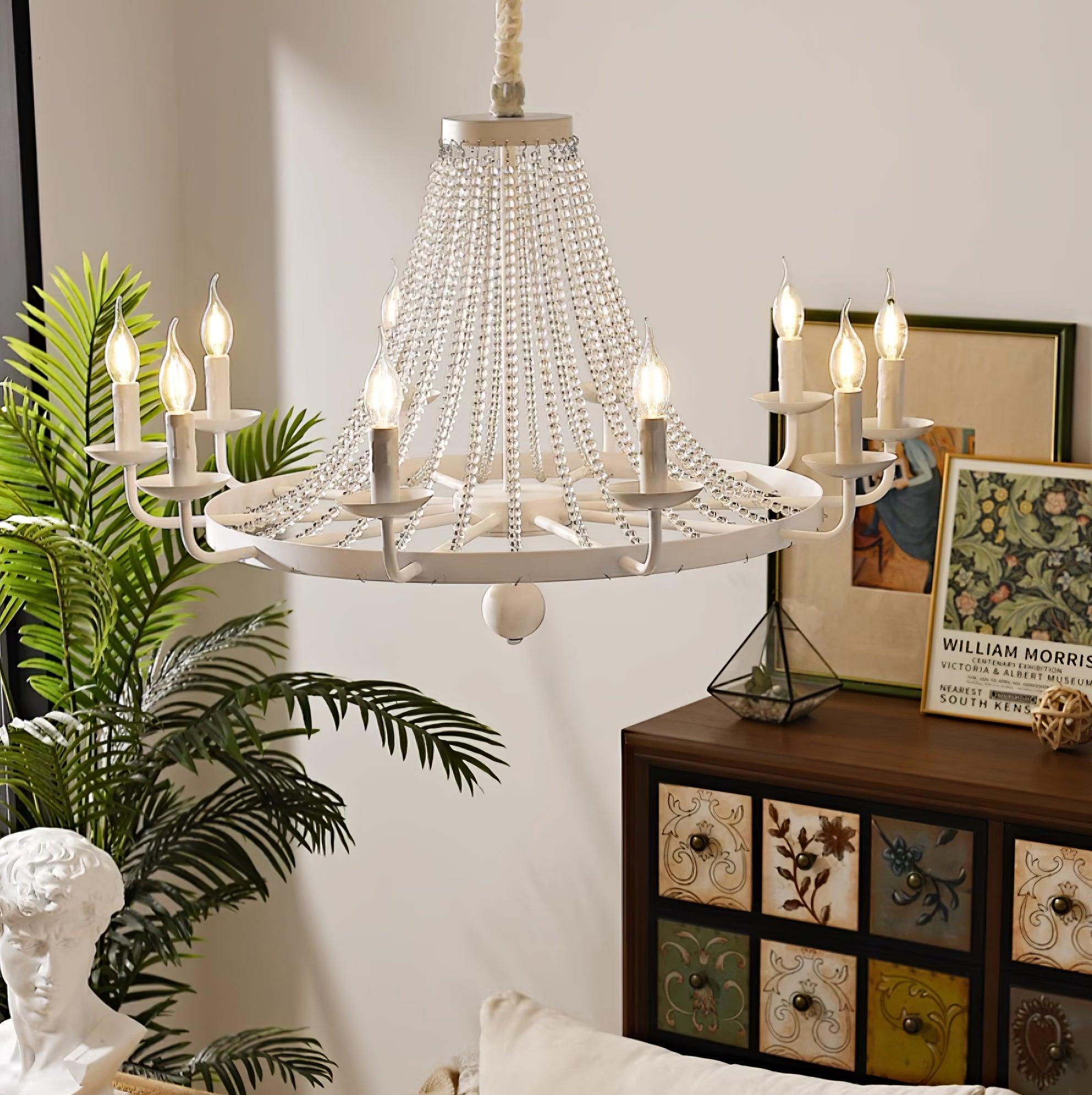 Naples Chandelier Crystal Bead Rustic White Gray Regal - Letslighting