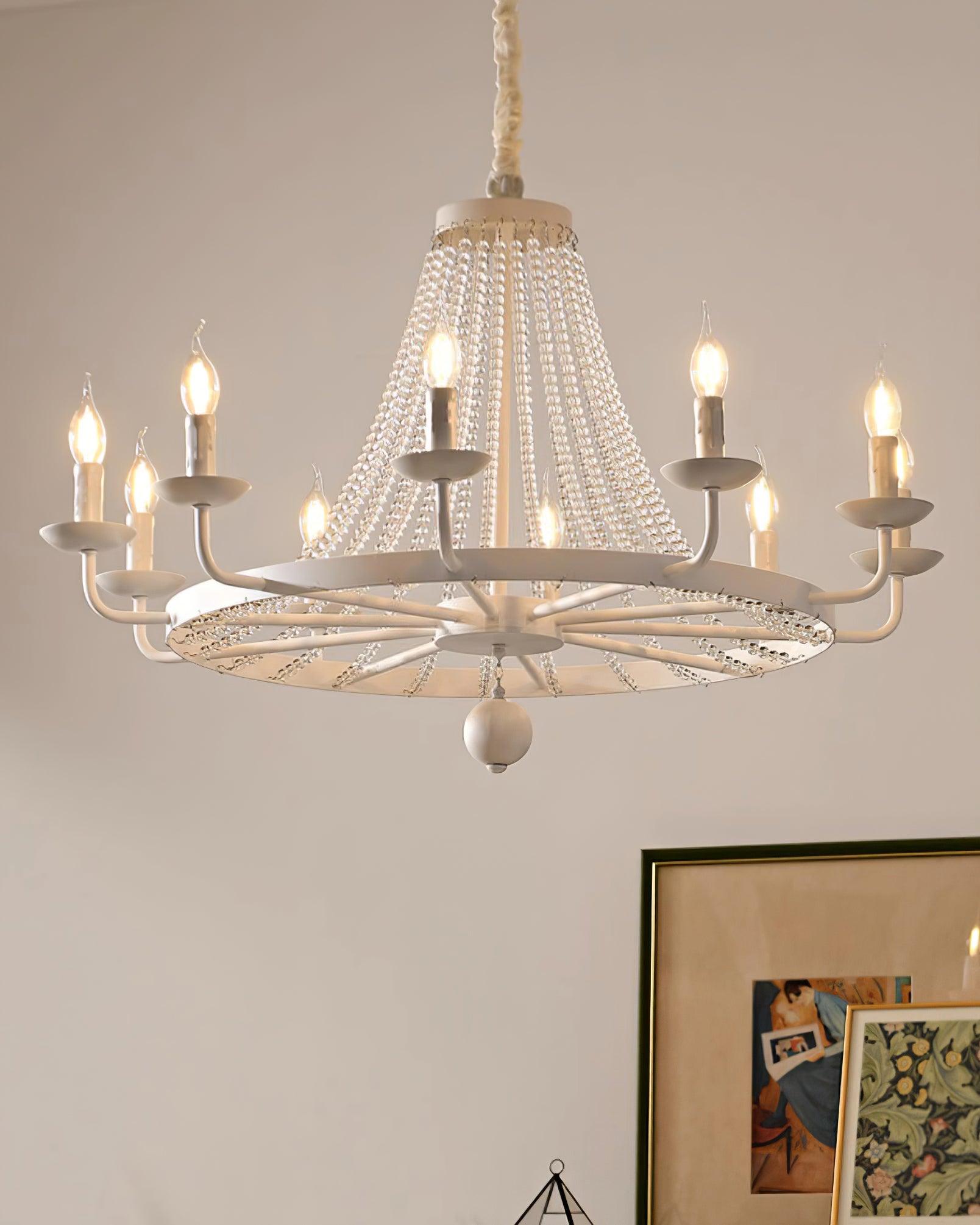 Naples Chandelier Crystal Bead Rustic White Gray Regal - Letslighting