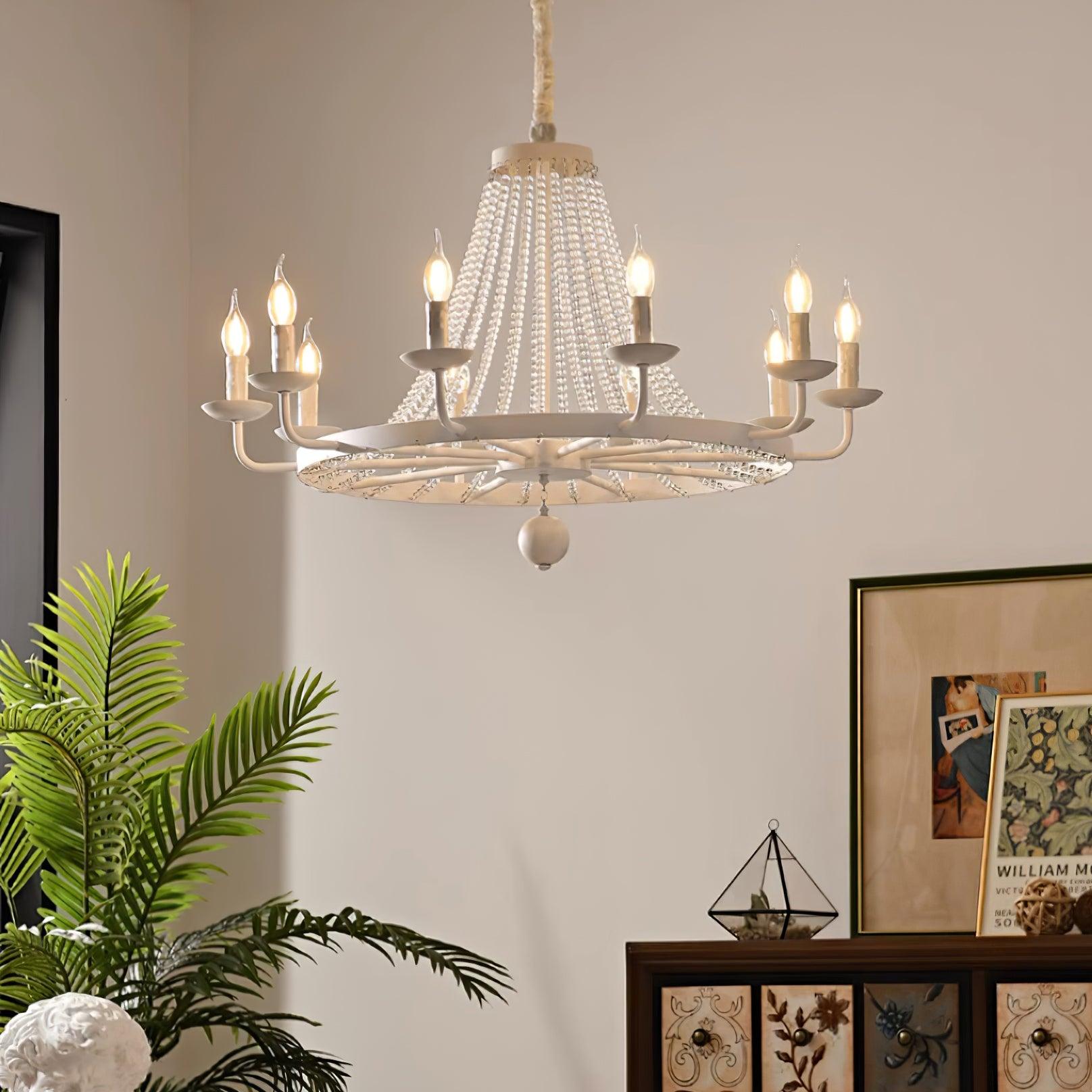 Naples Chandelier Crystal Bead Rustic White Gray Regal - Letslighting