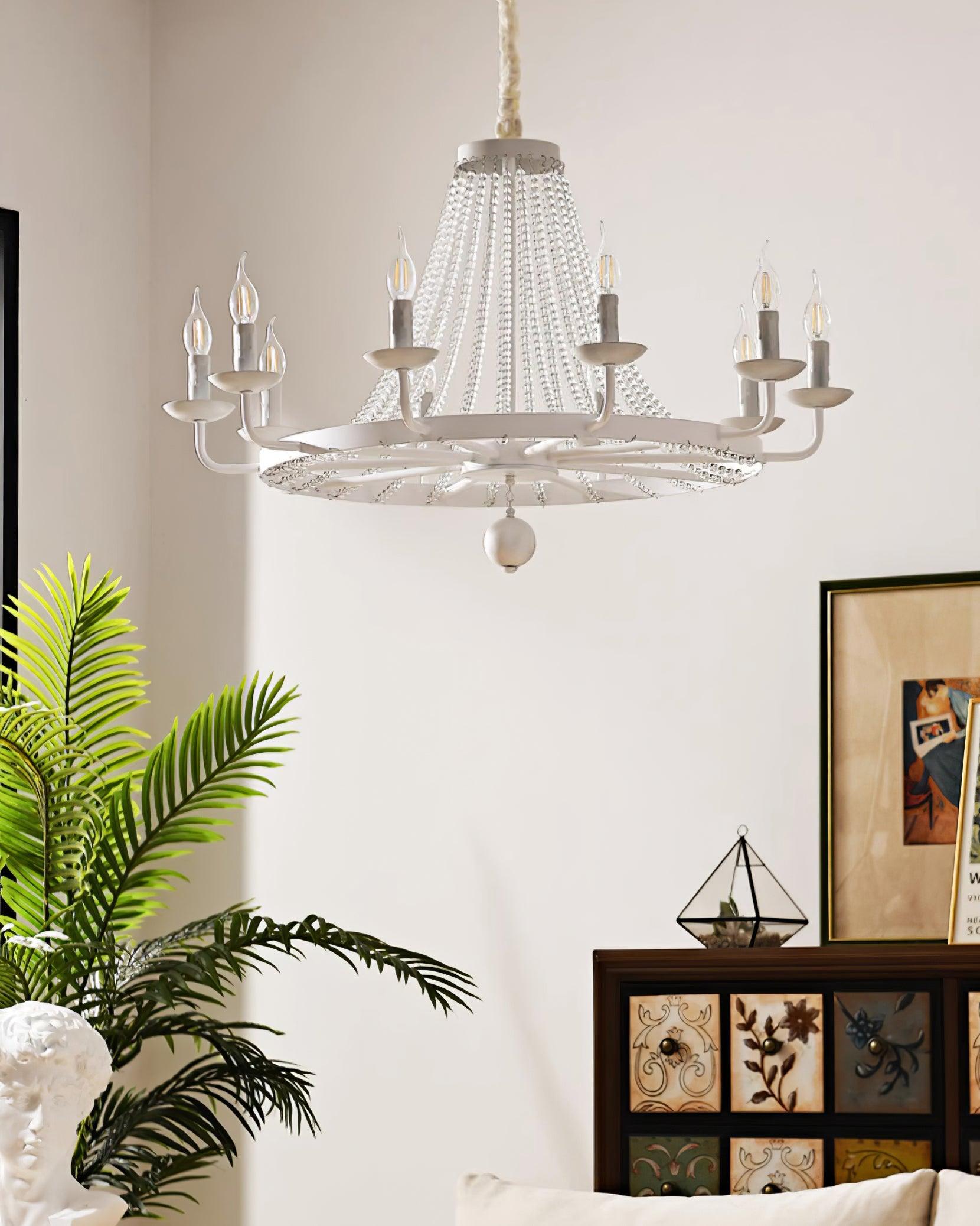 Naples Chandelier Crystal Bead Rustic White Gray Regal - Letslighting