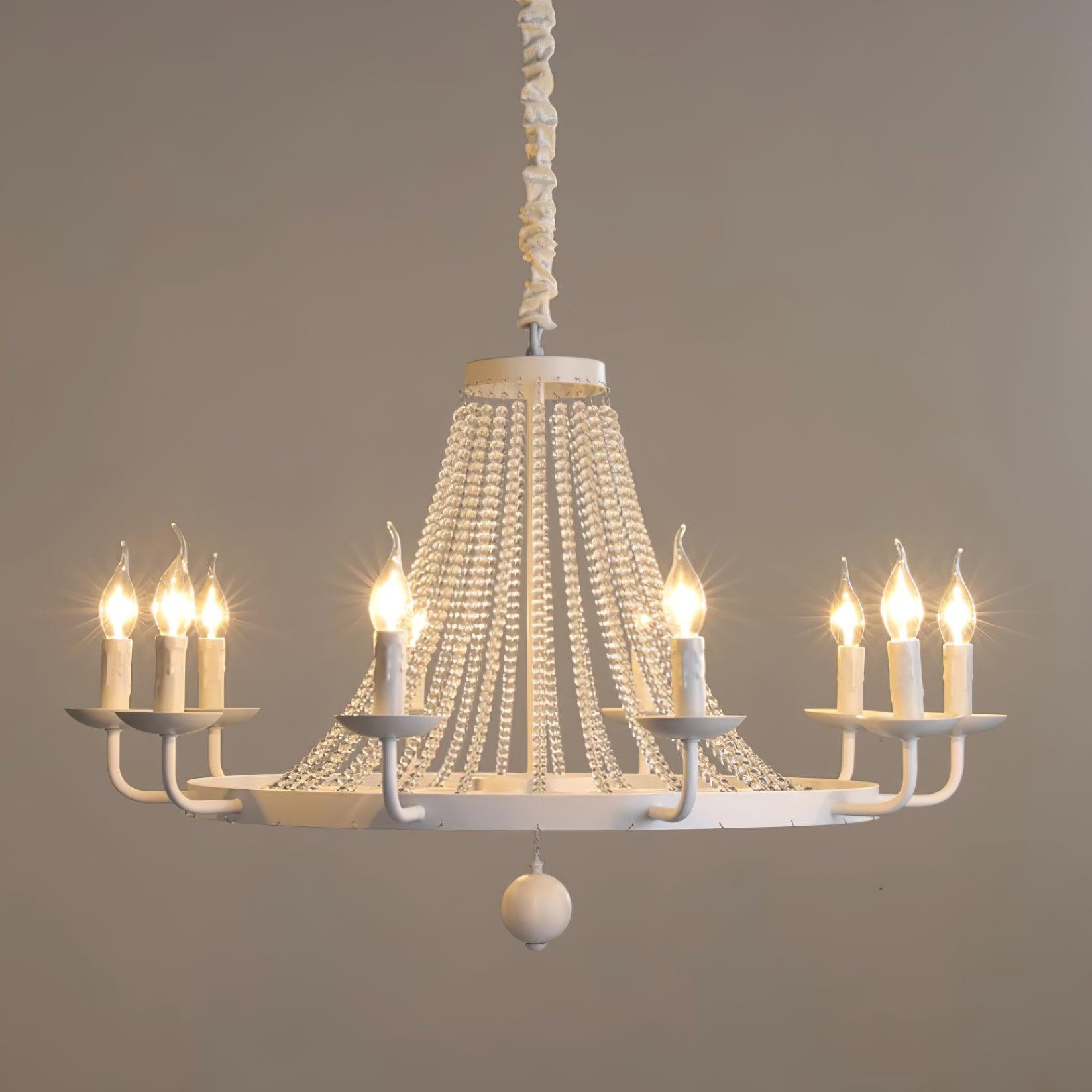 Naples Chandelier Crystal Bead Rustic White Gray Regal - Letslighting