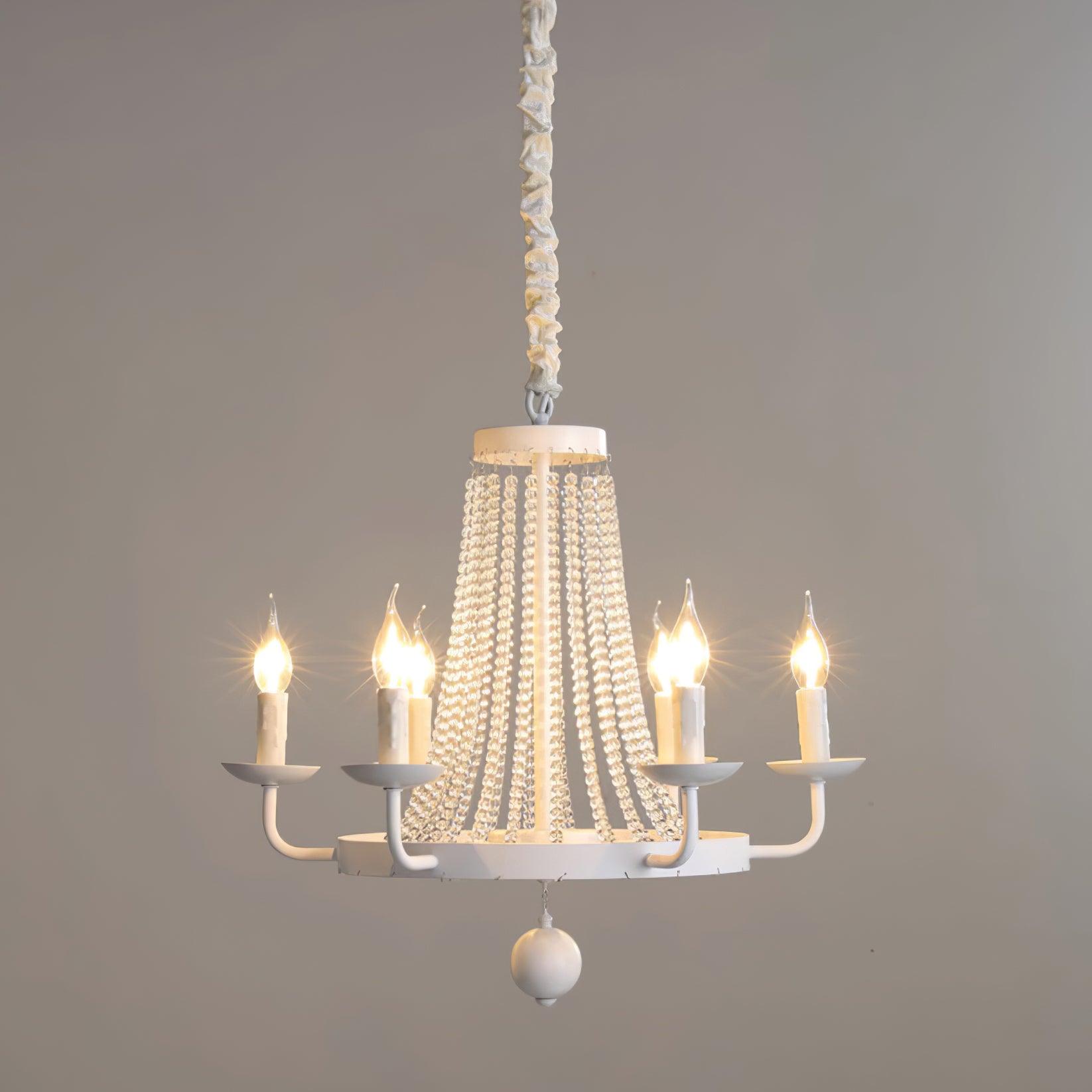Naples Chandelier Crystal Bead Rustic White Gray Regal - Letslighting