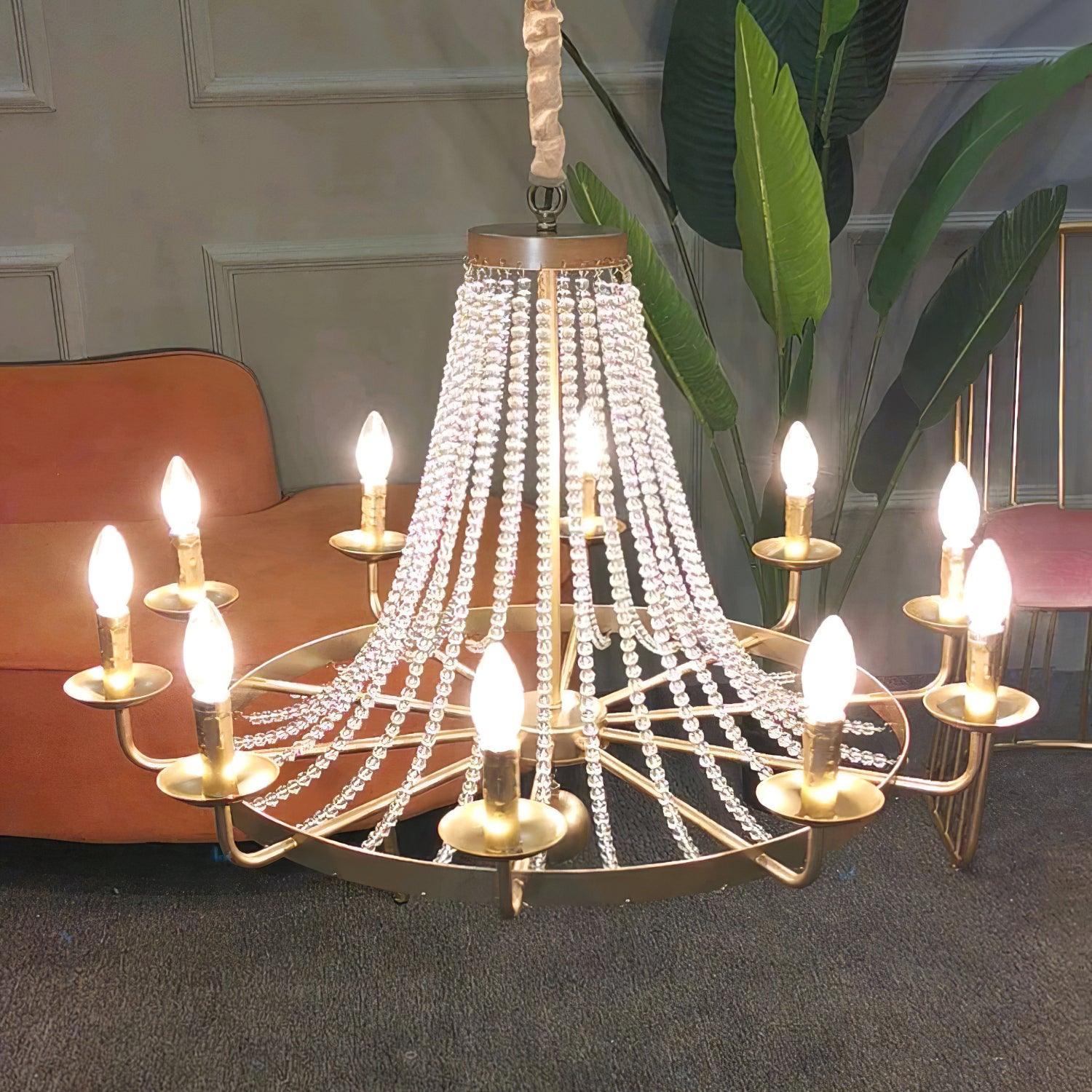 Naples Chandelier Crystal Bead Rustic White Gray Regal - Letslighting