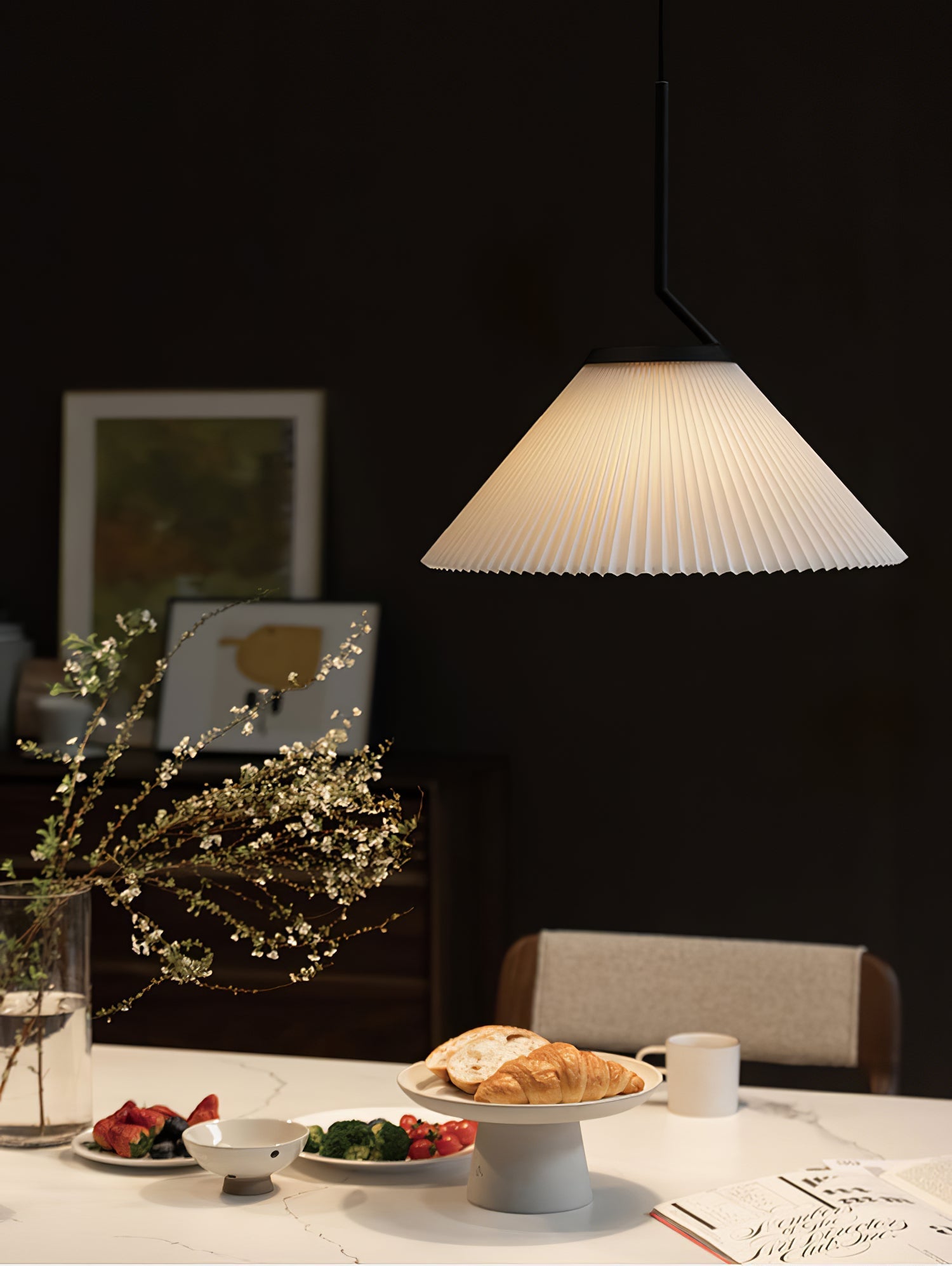 Nebra Pleated Pendant Lamp Fabric Minimalist - Letslighting