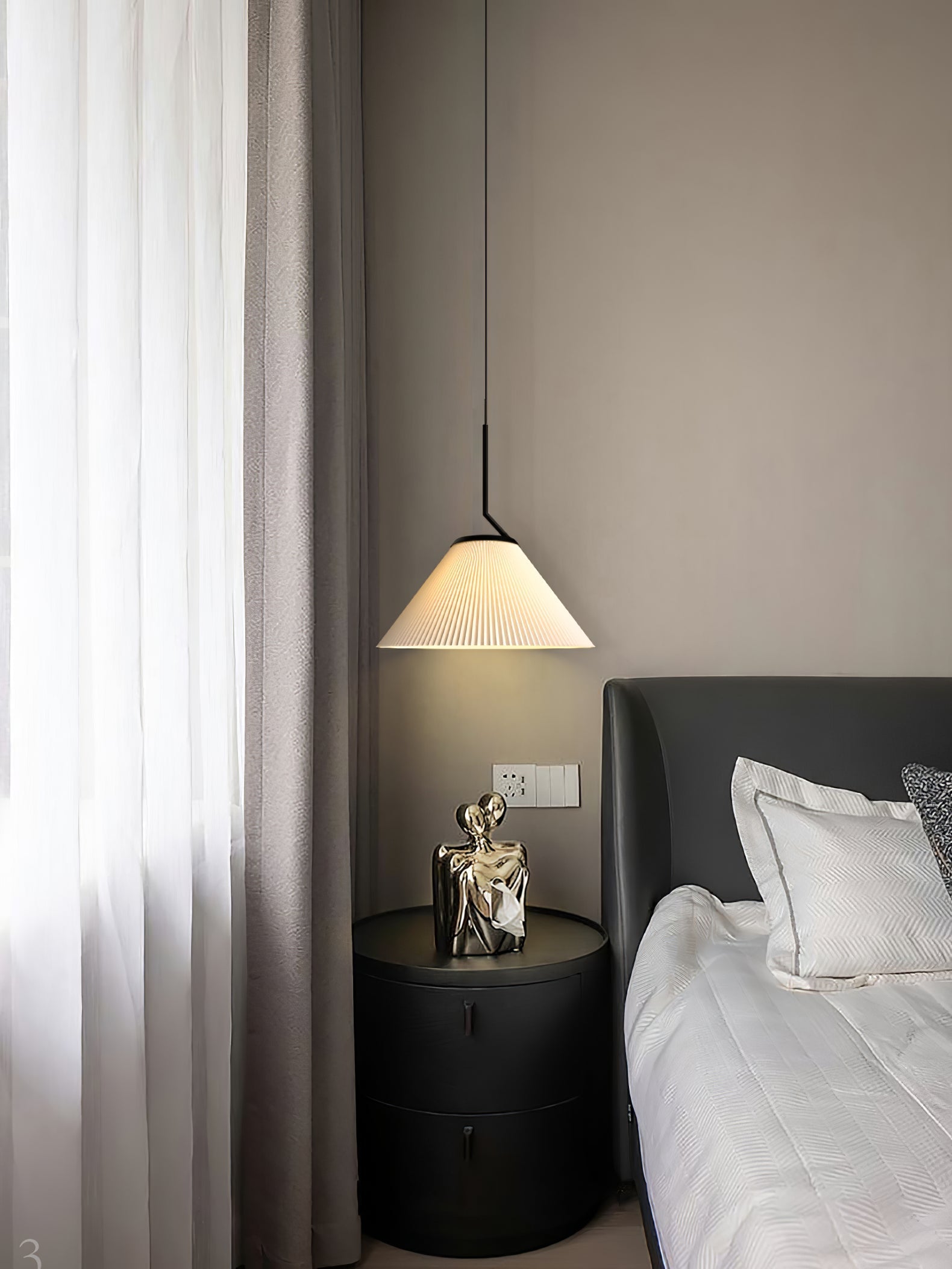 Nebra Pleated Pendant Lamp Fabric Minimalist - Letslighting