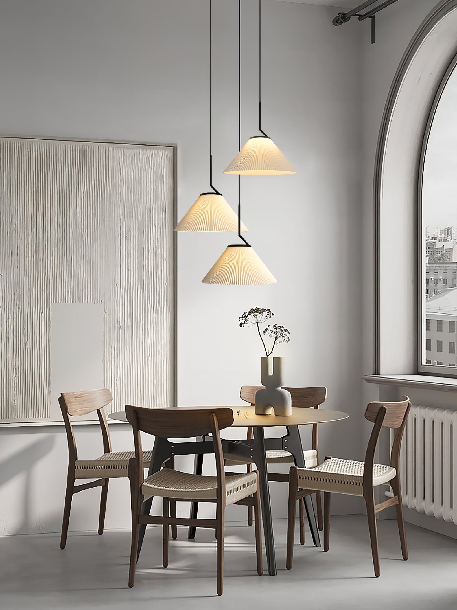 Nebra Pleated Pendant Lamp Fabric Minimalist - Letslighting