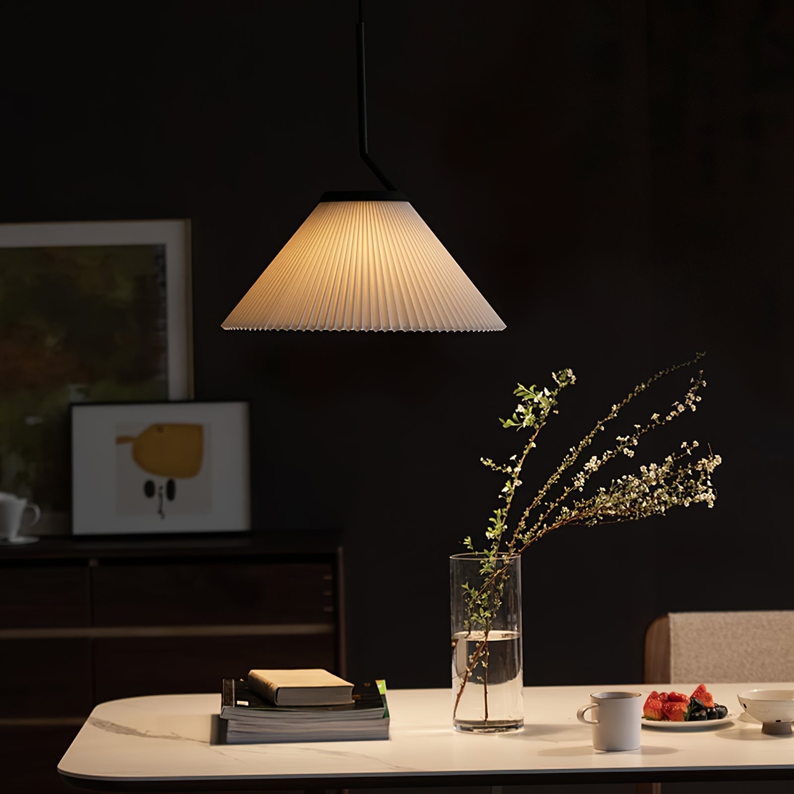 Nebra Pleated Pendant Lamp Fabric Minimalist - Letslighting