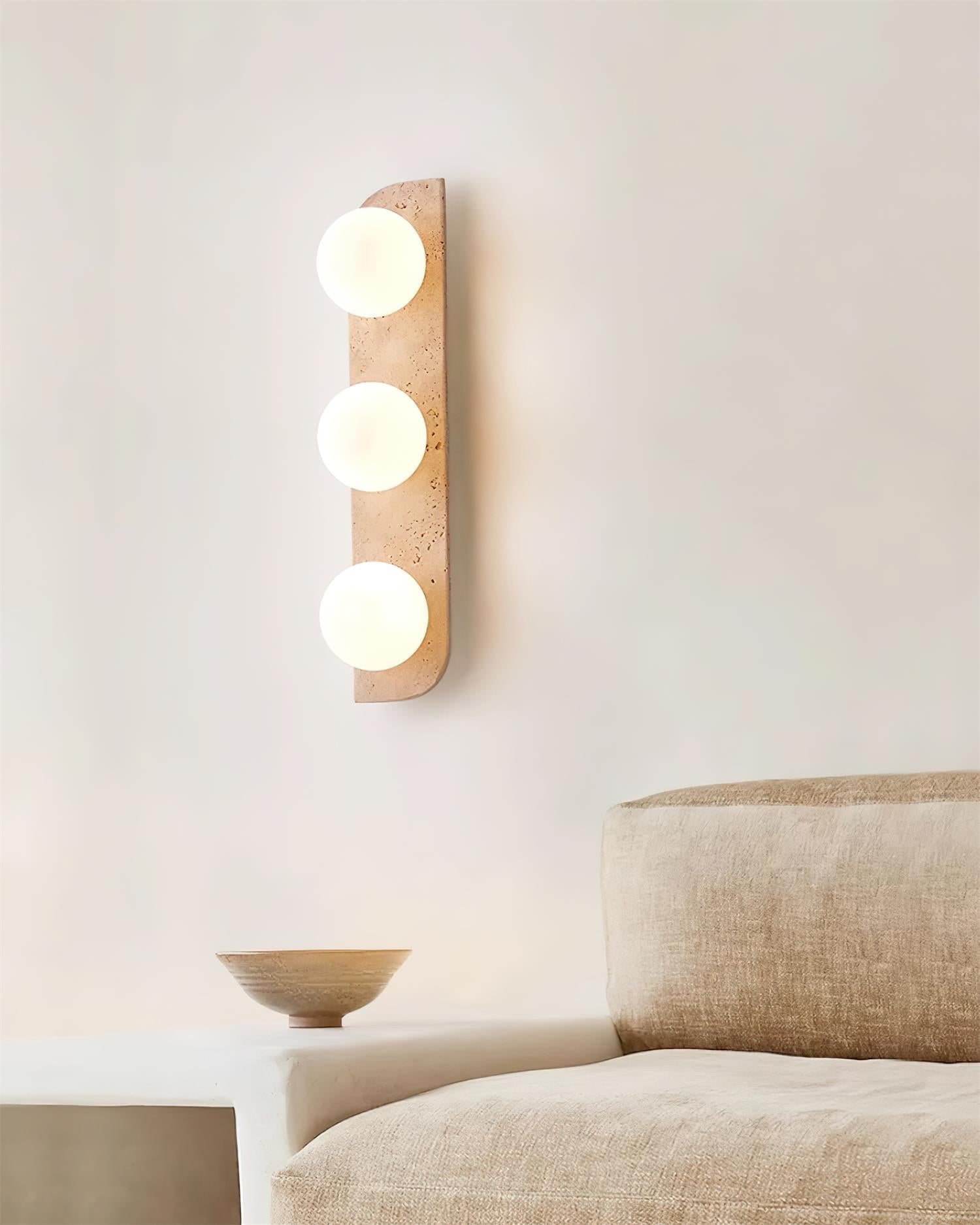 Wall Lamp Travertine Plug-In with Dual Glass Globes Soft Glow - Letslighting