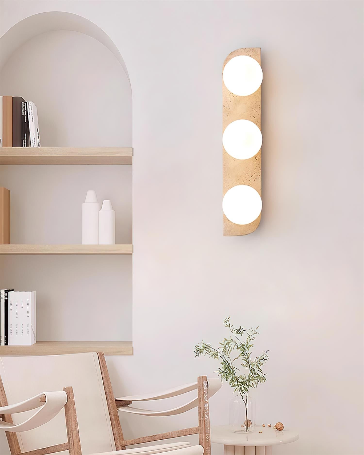 Wall Lamp Travertine Plug-In with Dual Glass Globes Soft Glow - Letslighting