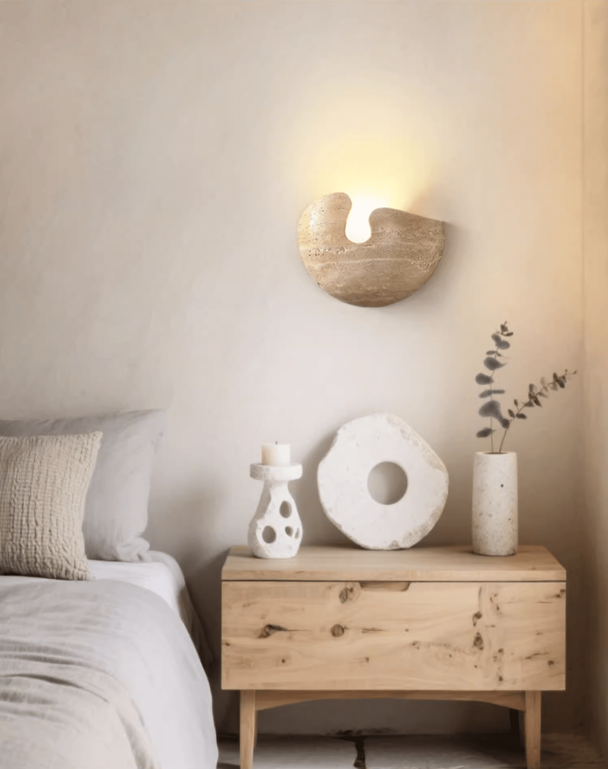 Nesa Applique Murale Minimaliste en Pierre de Travertin
