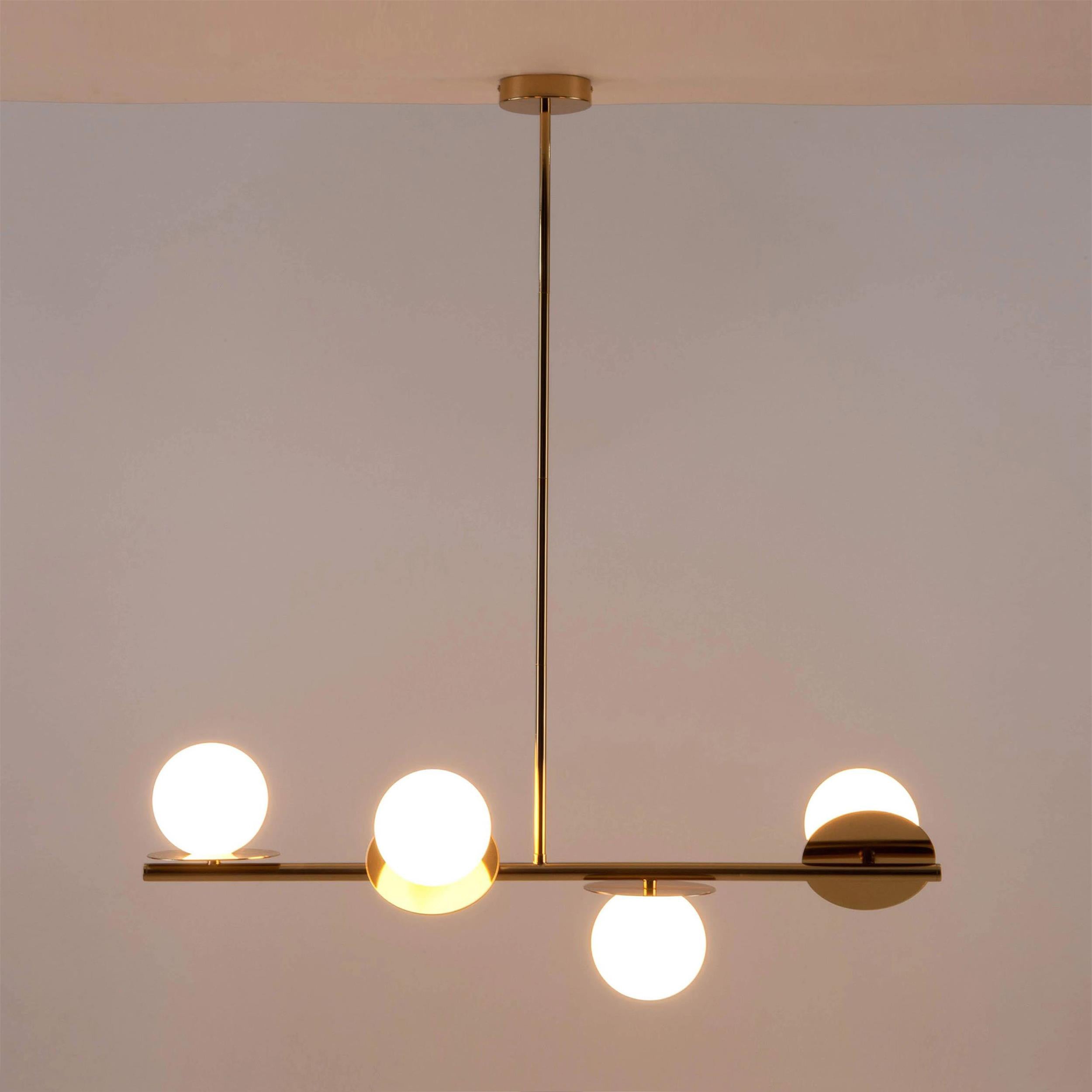 Evvararis Modern Minimalist Brass Glass Chandelier - Lamp Copper