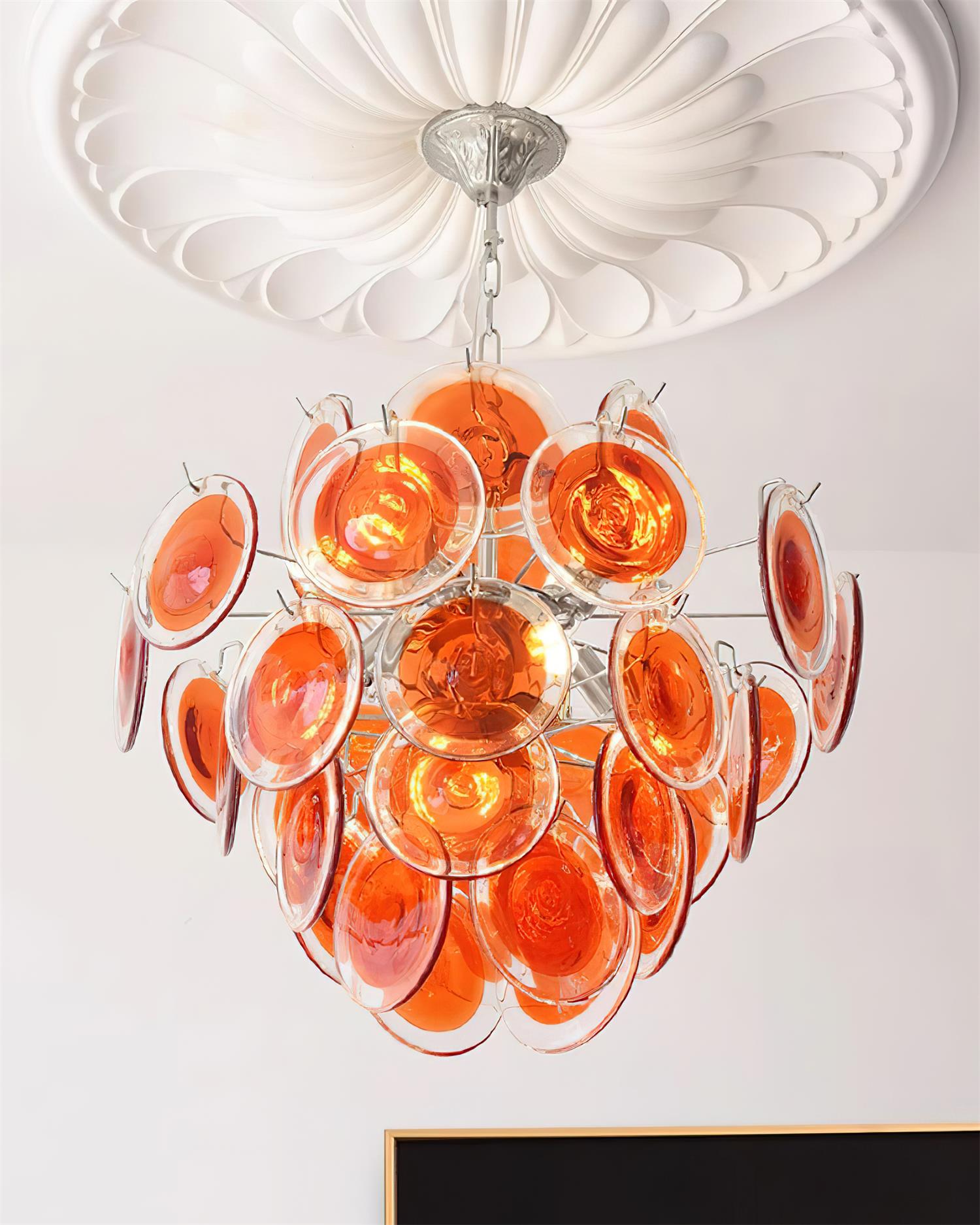 Neuvy Chandelier Iridescent Glass Discs - Letslighting