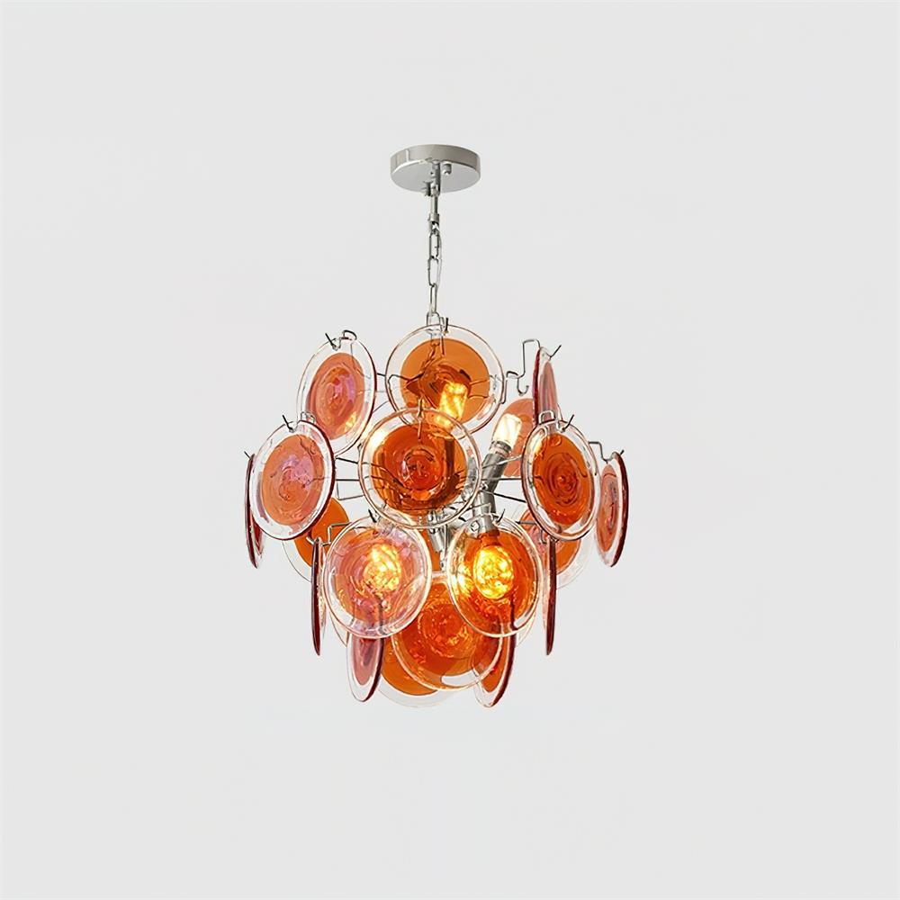 Neuvy Chandelier Iridescent Glass Discs - Letslighting