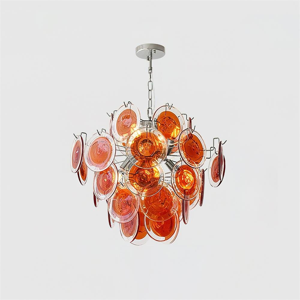 Neuvy Chandelier Iridescent Glass Discs - Letslighting