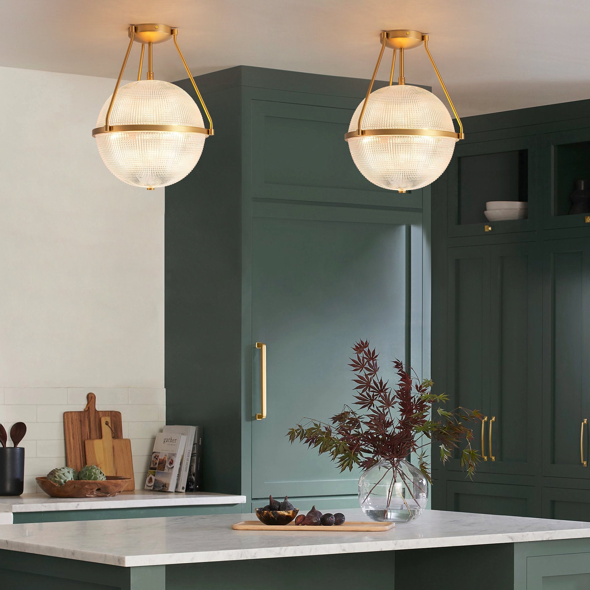 Atale Modern Minimalist Glass Metal Ceiling Lamp - Lamp Copper