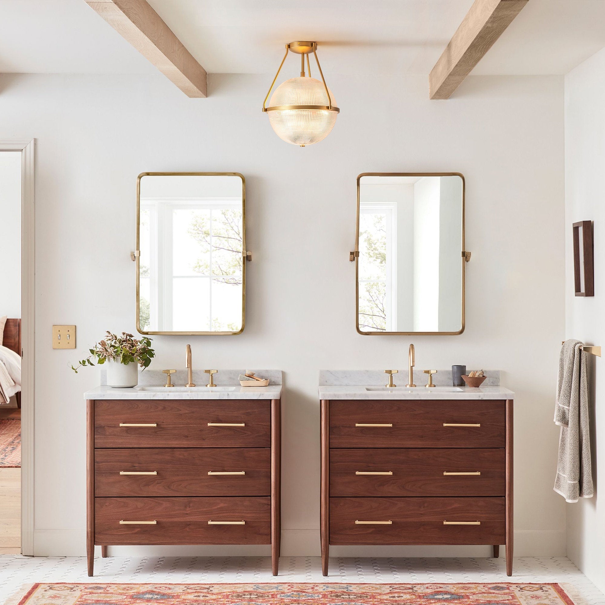 Atale Modern Minimalist Glass Metal Ceiling Lamp - Lamp Copper