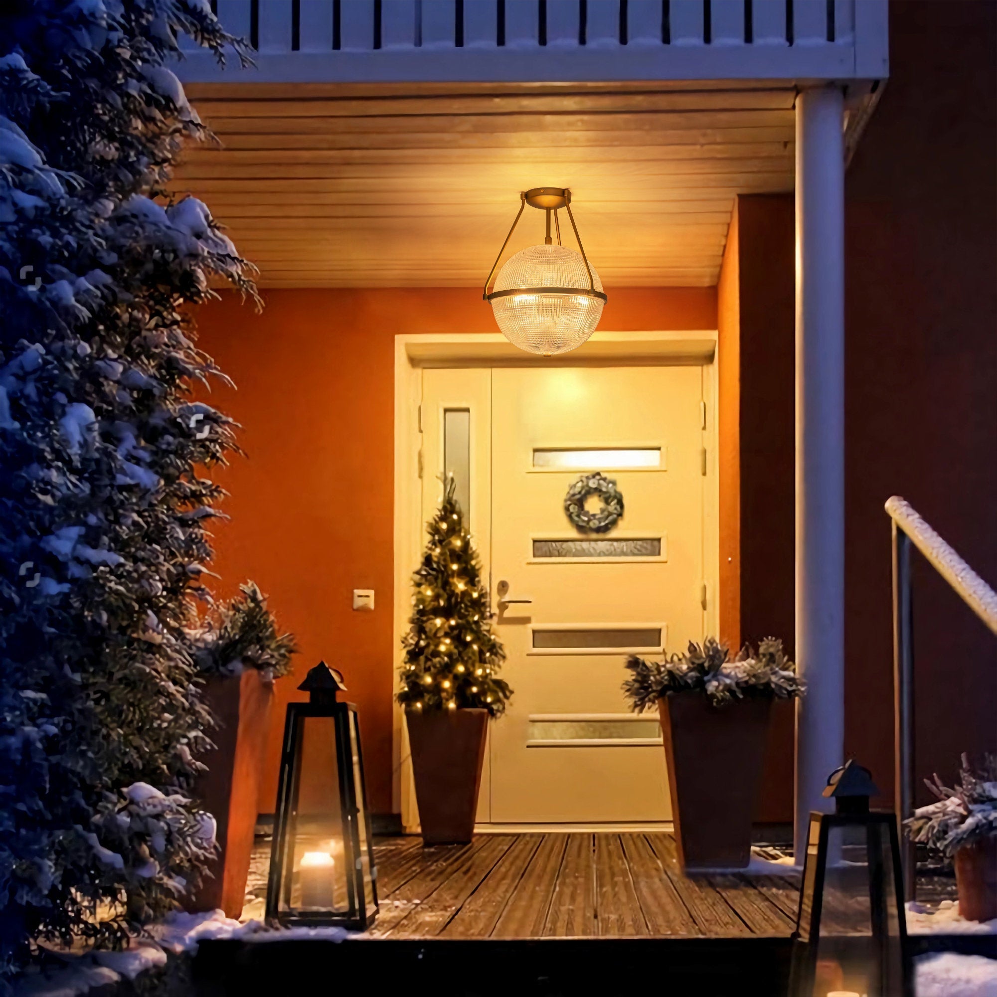 Atale Modern Minimalist Glass Metal Ceiling Lamp - Lamp Copper