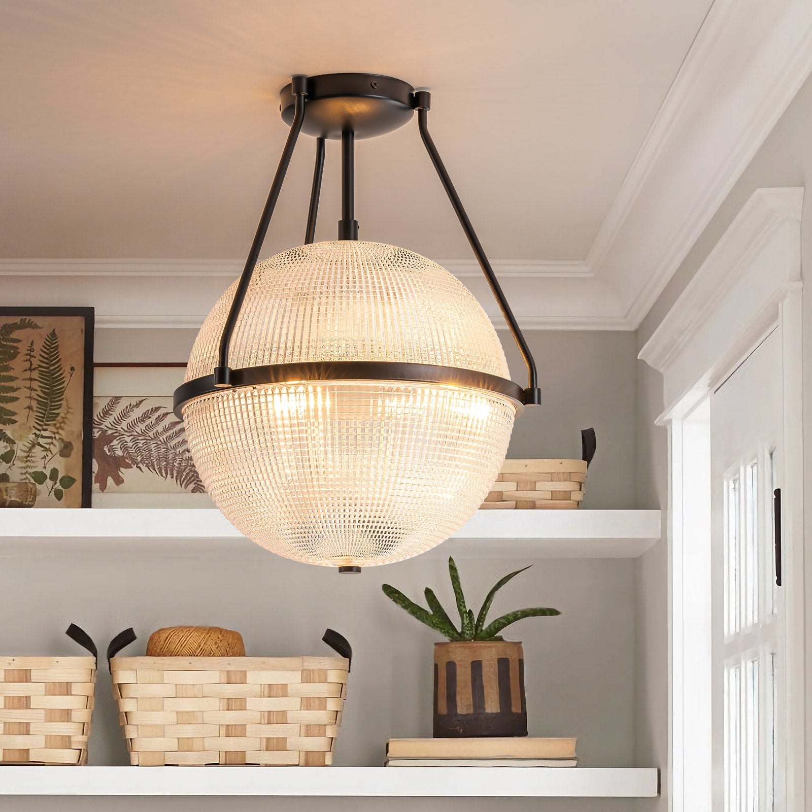 Atale Modern Minimalist Glass Metal Ceiling Lamp - Lamp Copper