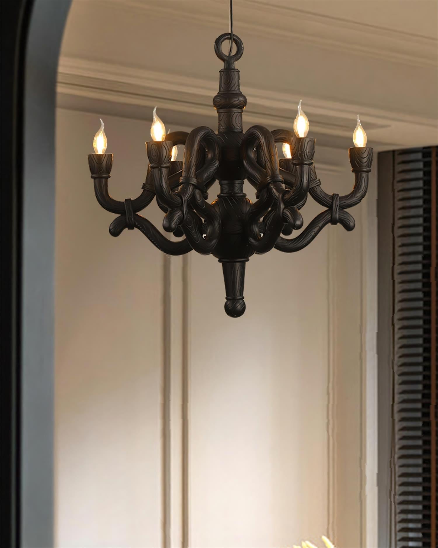 Nocturne Chandelier Sculptural Faux-Bois Arms - Letslighting