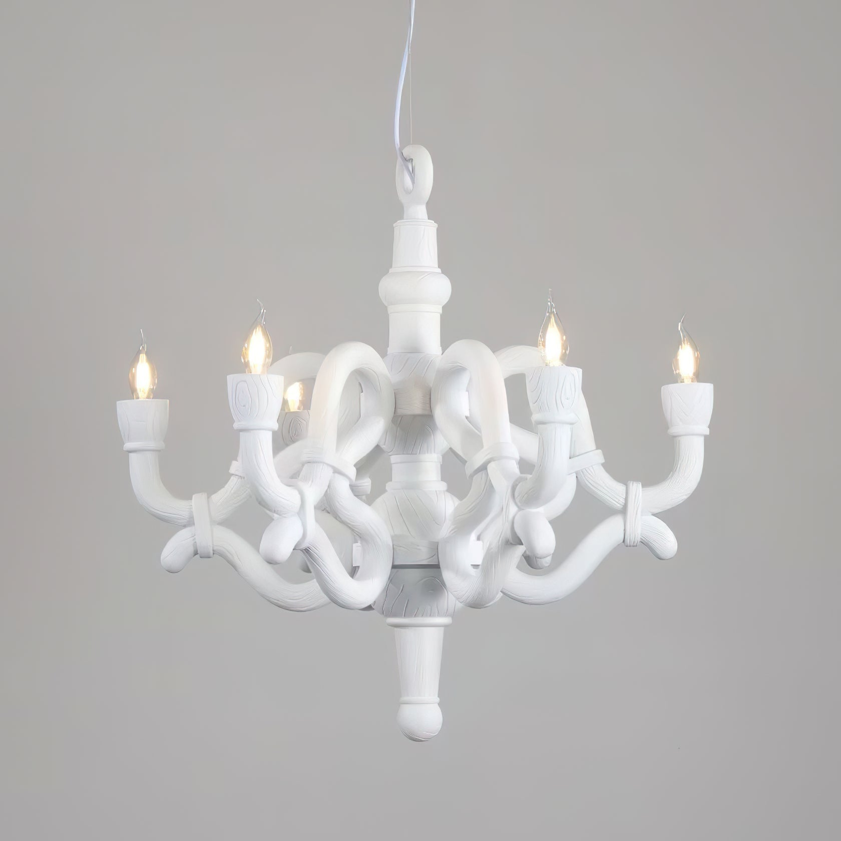 Nocturne Chandelier Sculptural Faux-Bois Arms - Letslighting
