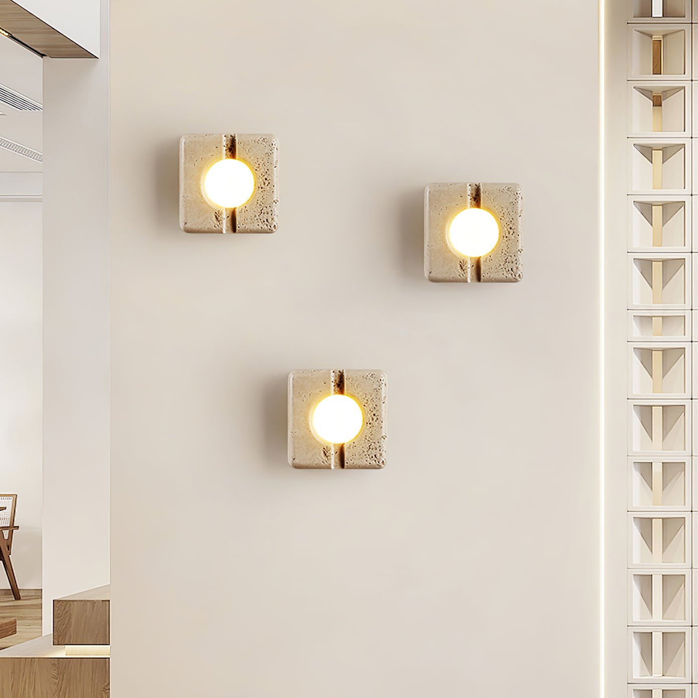 Olvenan Square Travertine Wall Light - Letslighting