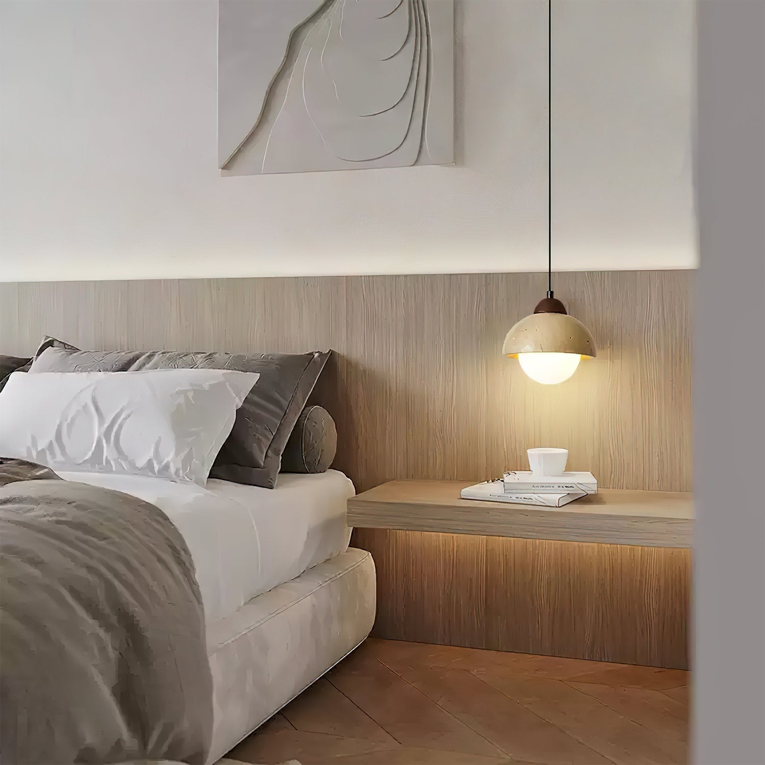 Orzora Dome-Shaped Travertine Pendant Light - Letslighting