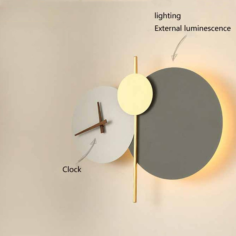 Arisha Applique Murale Horloge Ronde Moderne, Métal/Acrylique, LED, Blanc/Vert, Chambre