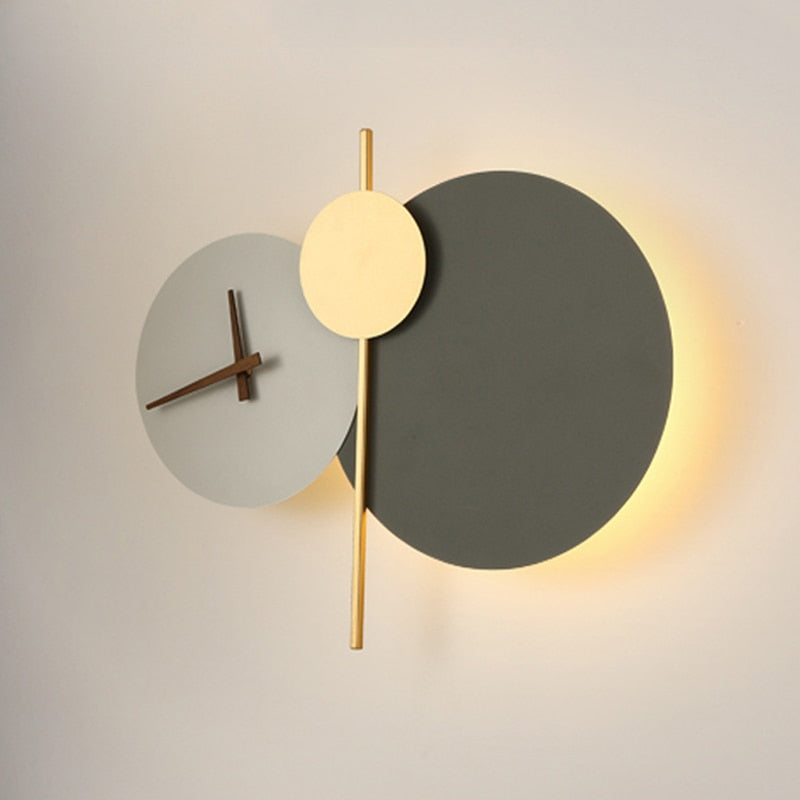 Arisha Applique Murale Horloge Ronde Moderne, Métal/Acrylique, LED, Blanc/Vert, Chambre