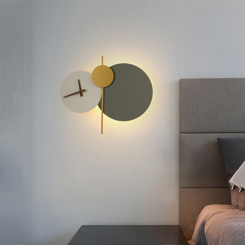 Arisha Applique Murale Horloge Ronde Moderne, Métal/Acrylique, LED, Blanc/Vert, Chambre
