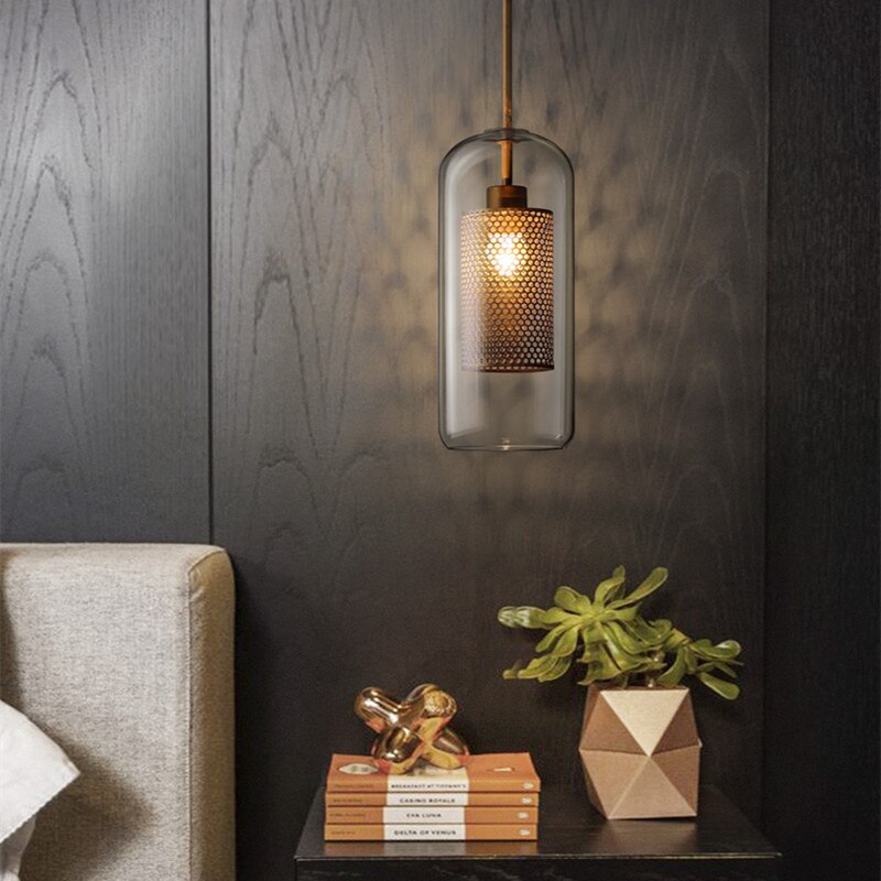 Kristy Suspension Globe/Cylindre Moderne, Métal/Verre, Doré/Argent, Salon
