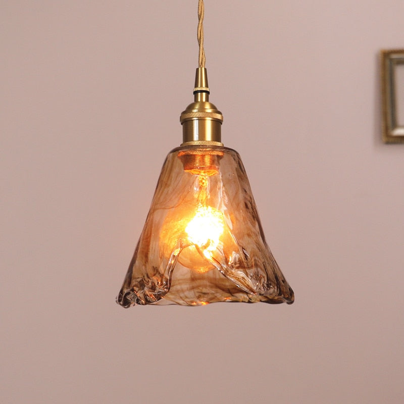 Valentina Suspension Géométrique Vintage Verre, Laiton, Salon