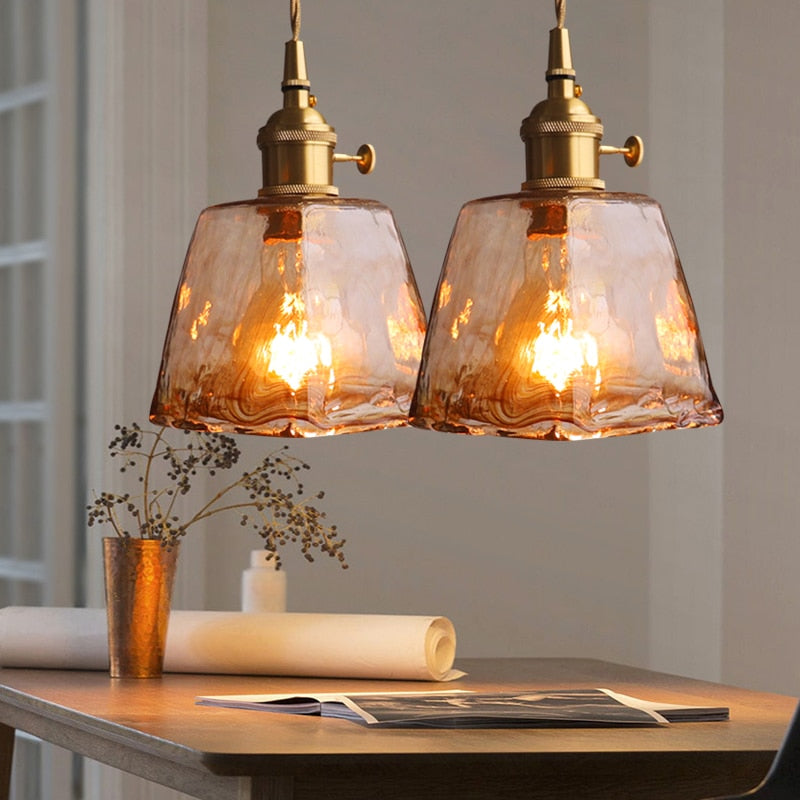 Valentina Suspension Géométrique Vintage Verre, Laiton, Salon