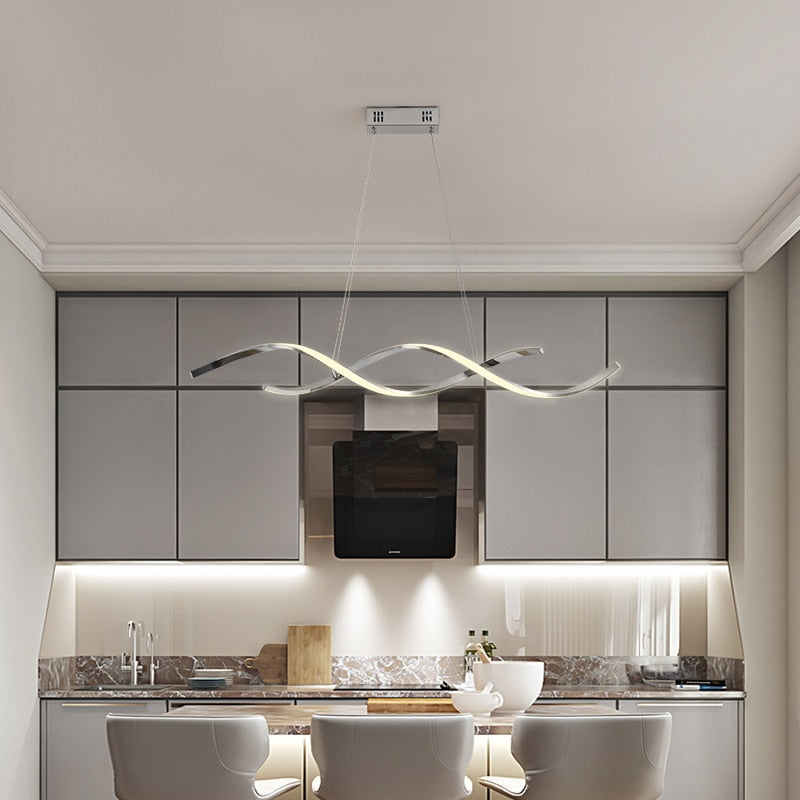 Arisha Suspension LED linéaire ondulée moderne pour la salle