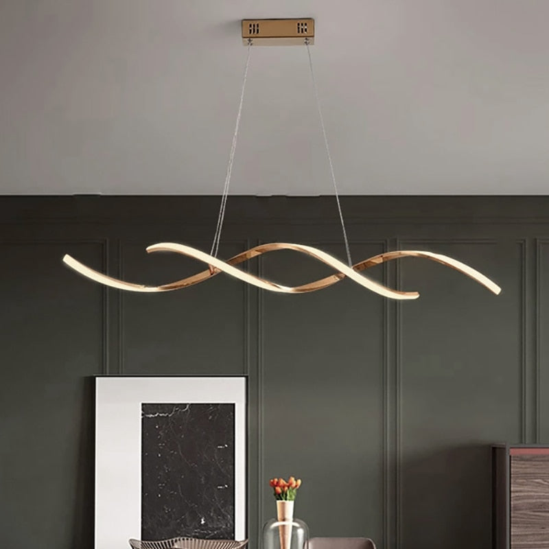 Arisha Suspension LED linéaire ondulée moderne pour la salle