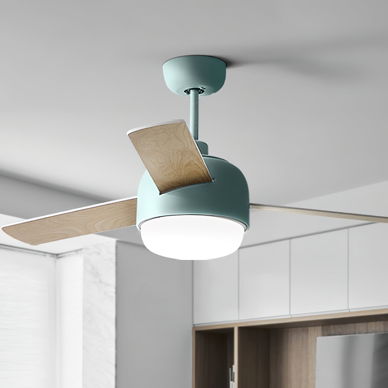 Velaee Nordic Macaron Metal Ceiling Fan Light - Lamp Copper