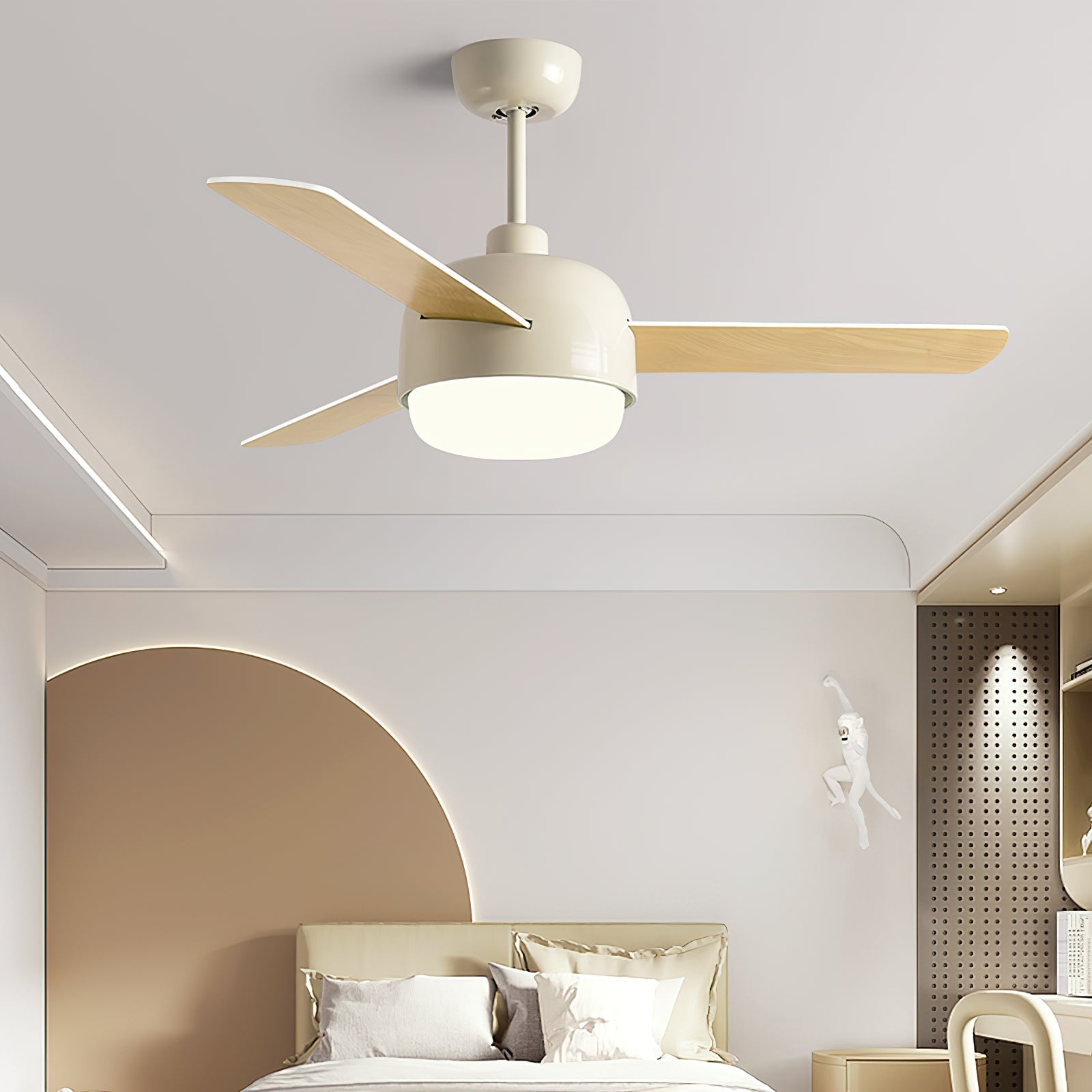 Velaee Nordic Macaron Metal Ceiling Fan Light - Lamp Copper