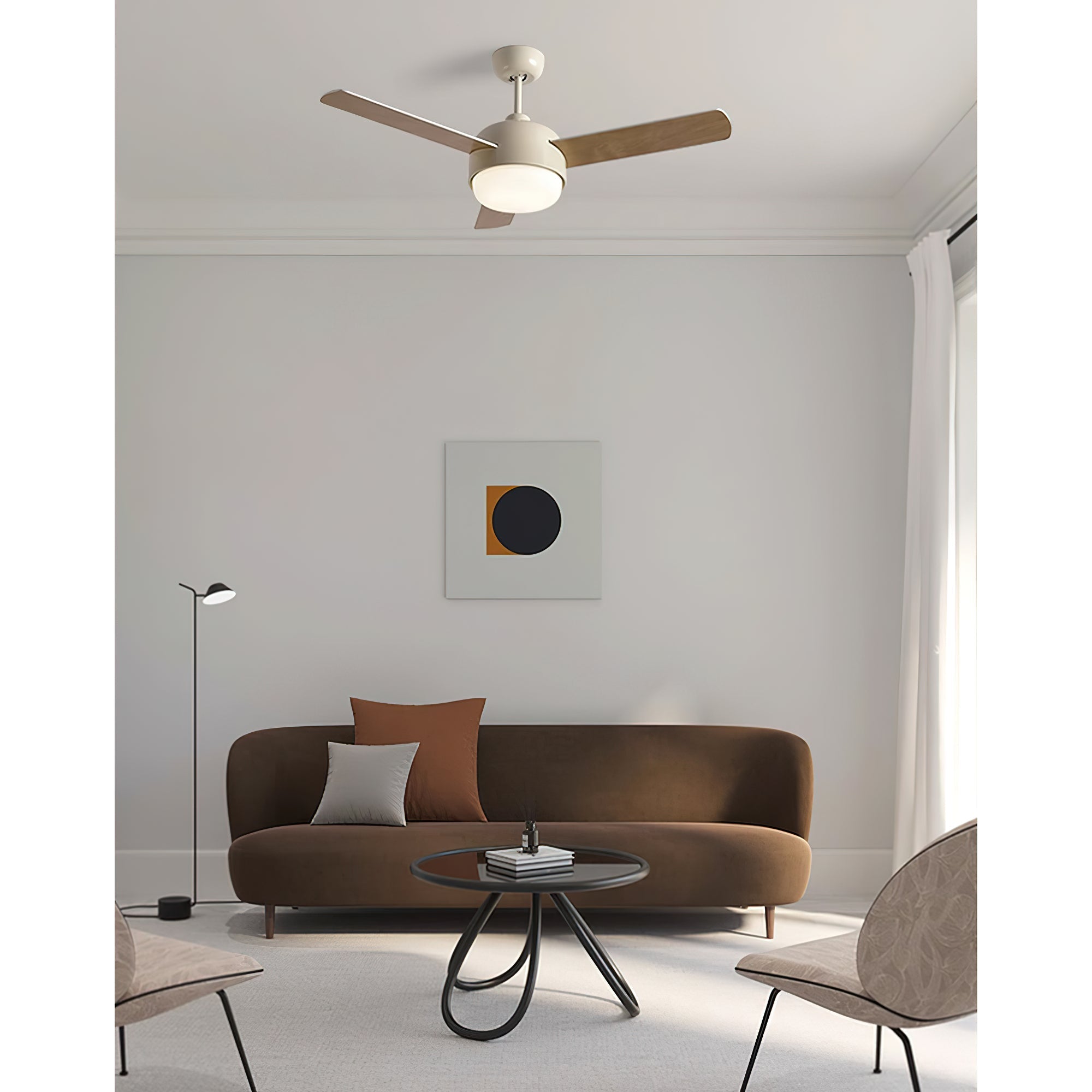 Velaee Nordic Macaron Metal Ceiling Fan Light - Lamp Copper